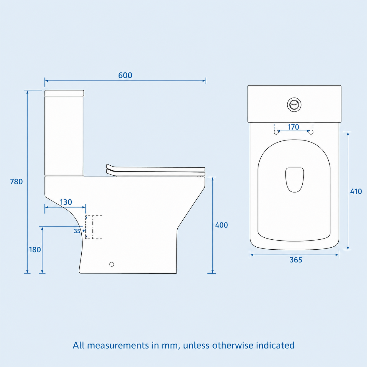 White 400mm Wall Hung Vanity and Close Coupled Toilet with Soft Close Seat