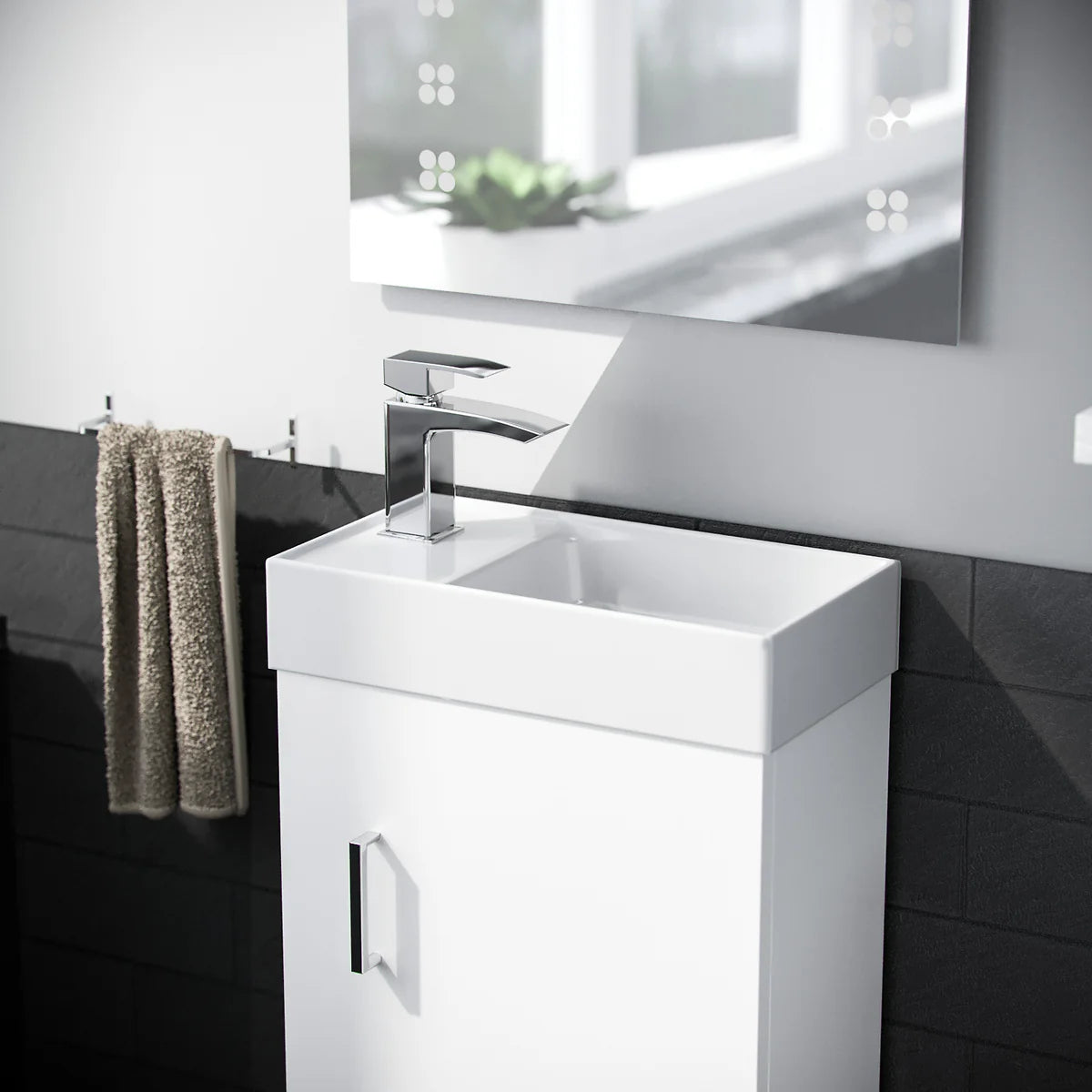 Nanuya Cloakroom Basin Sink Vanity Unit and Close Coupled Toilet WC Pan Cistern