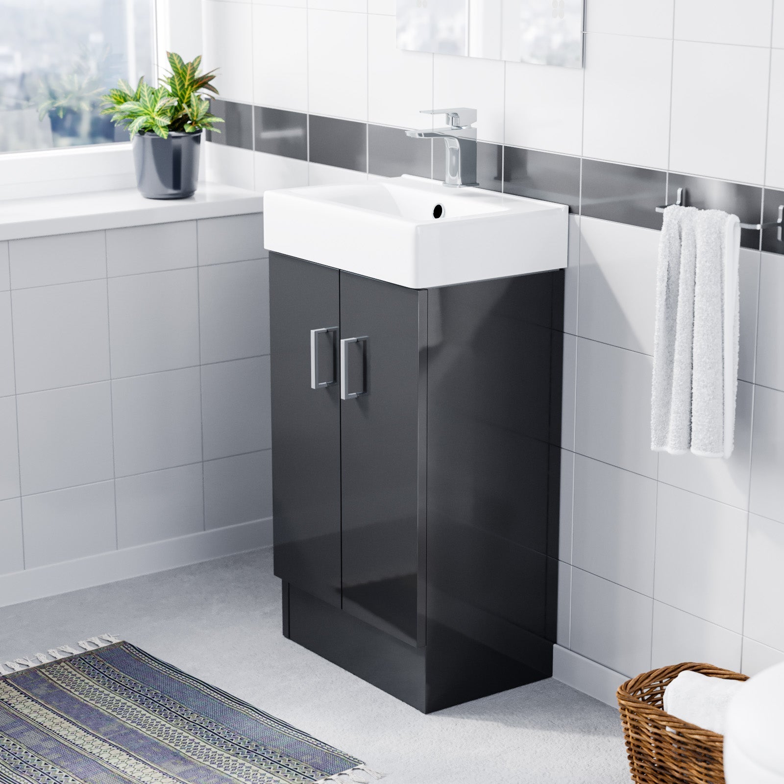 Nanuya 450mm Anthracite Freestanding Basin Vanity Unit