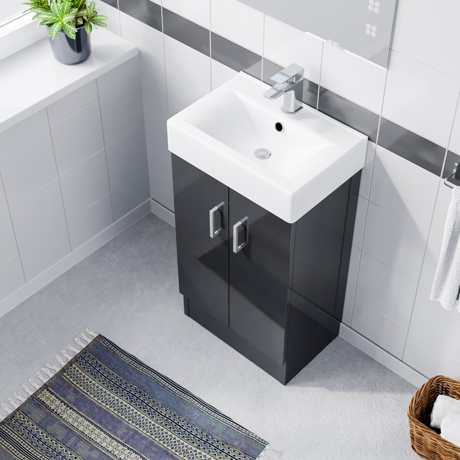 Nanuya 450mm Anthracite Freestanding Basin Vanity Unit