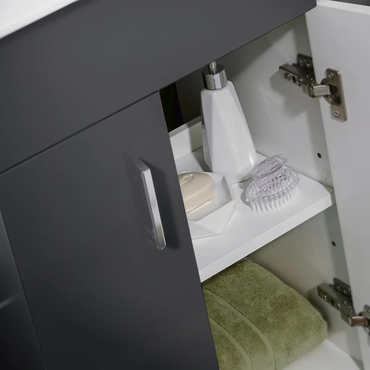 Nanuya 450mm Dark Grey Basin Vanity & Square White Close Coupled Toilet