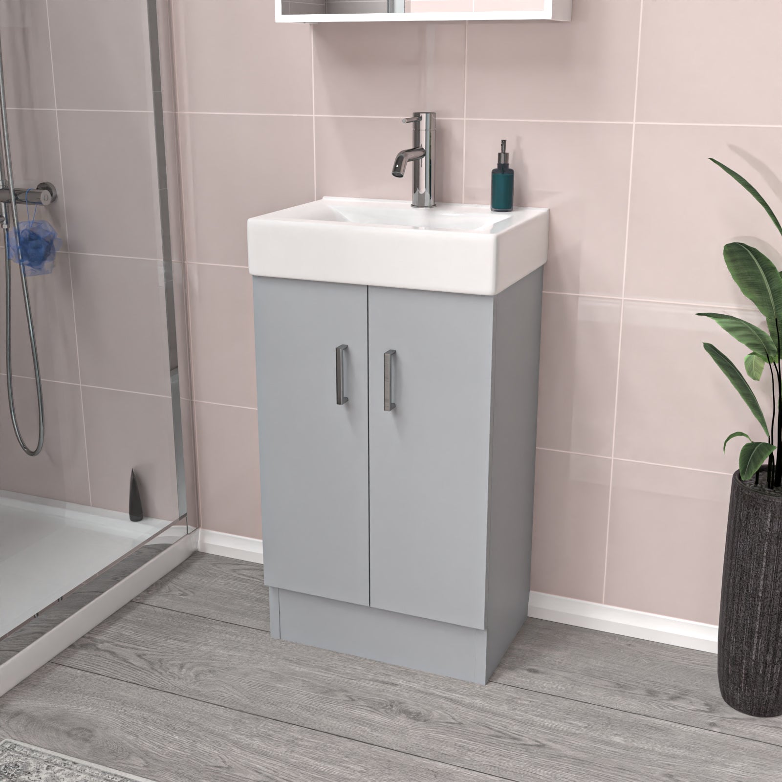 Nanuya Matte Grey 450mm Freestanding Vanity Unit with Basin Flat Pack