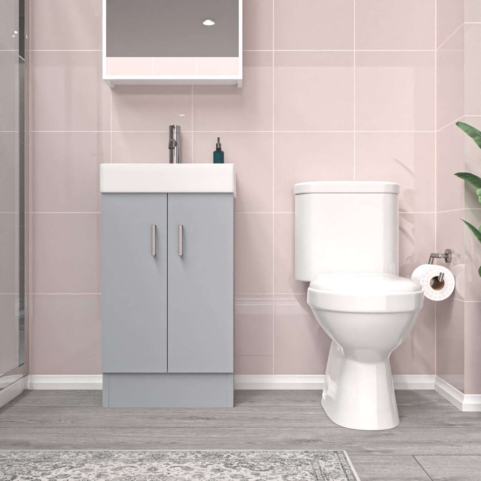 Nanuya 450mm Freestanding Basin Vanity Unit Matte Grey Rimless Toilet