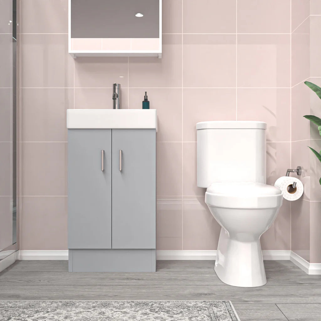 Nanuya Matte Grey 450mm Freestanding Basin Vanity Unit & Toilet Flat Pack
