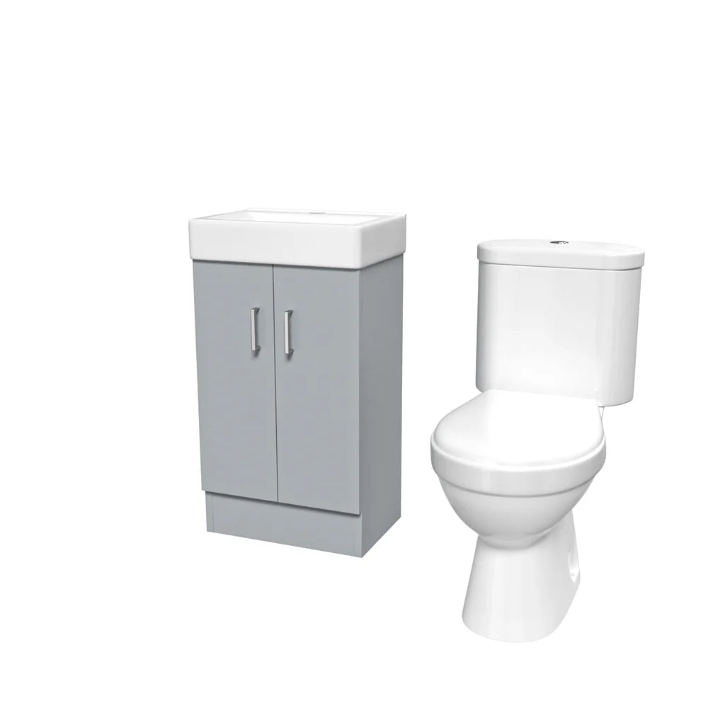 Nanuya Matte Grey 450mm Freestanding Basin Vanity Unit & Toilet Flat Pack