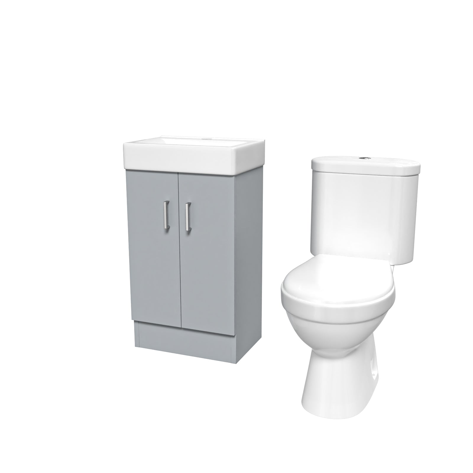Nanuya Matte Grey 450mm Freestanding Basin Vanity Unit & Toilet Flat Pack