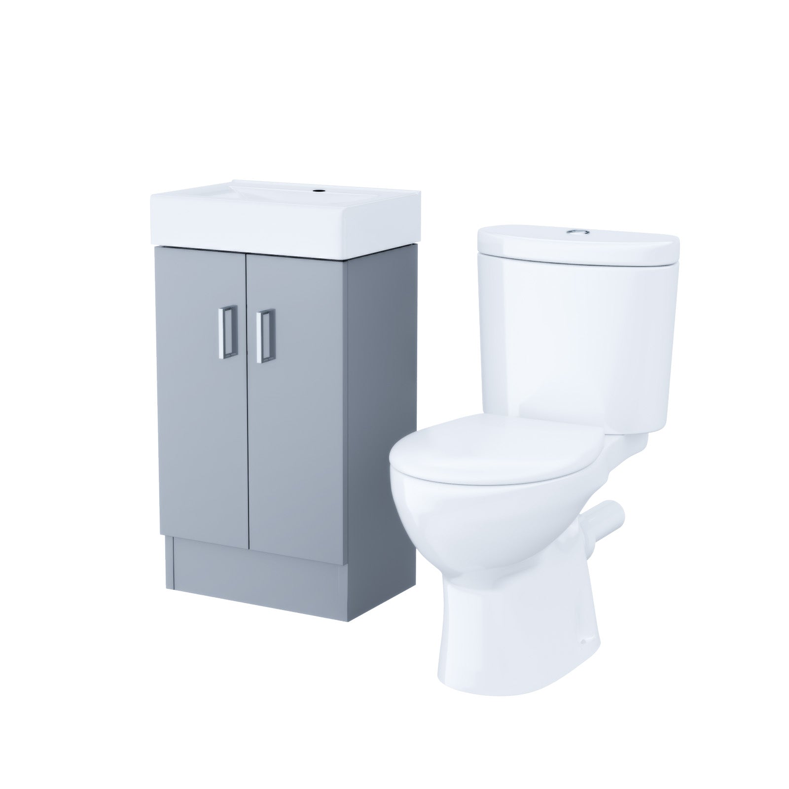 Nanuya 450mm Freestanding Basin Vanity Unit Steel Grey and Close Coupled Toilet