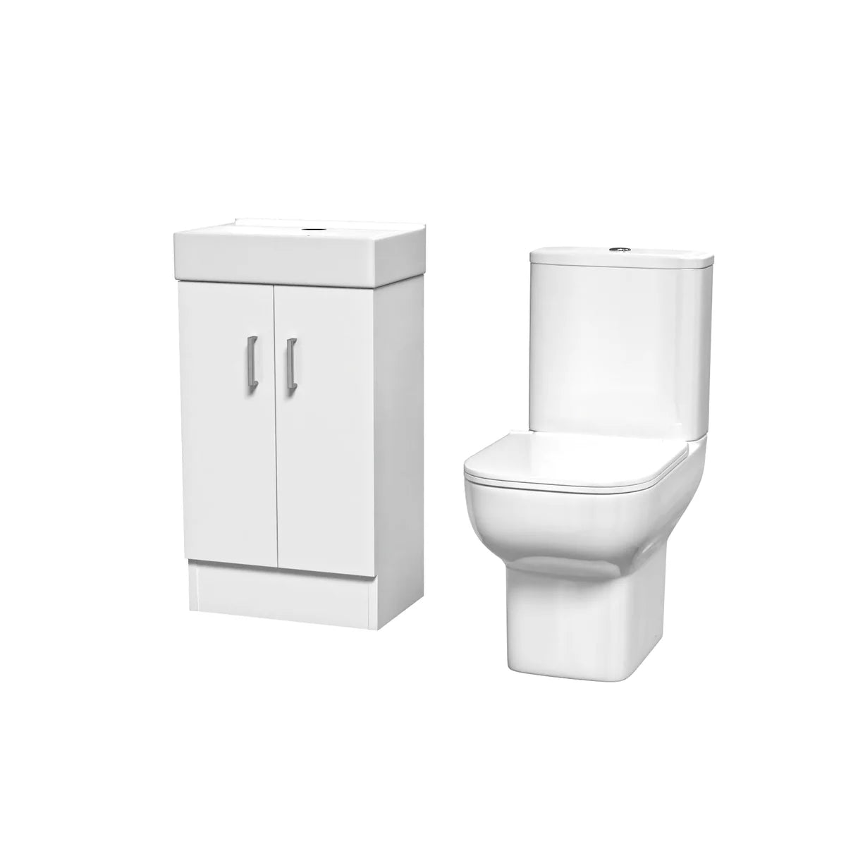 Nanuya 450mm White Basin Vanity & Square White Close Coupled Toilet