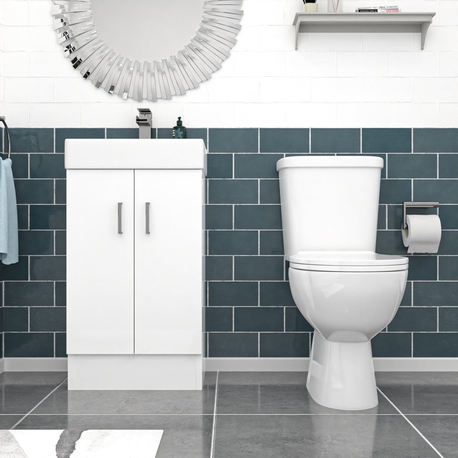 Nanuya 450mm Floorstanding Basin Vanity Unit And Close Coupled Toilet