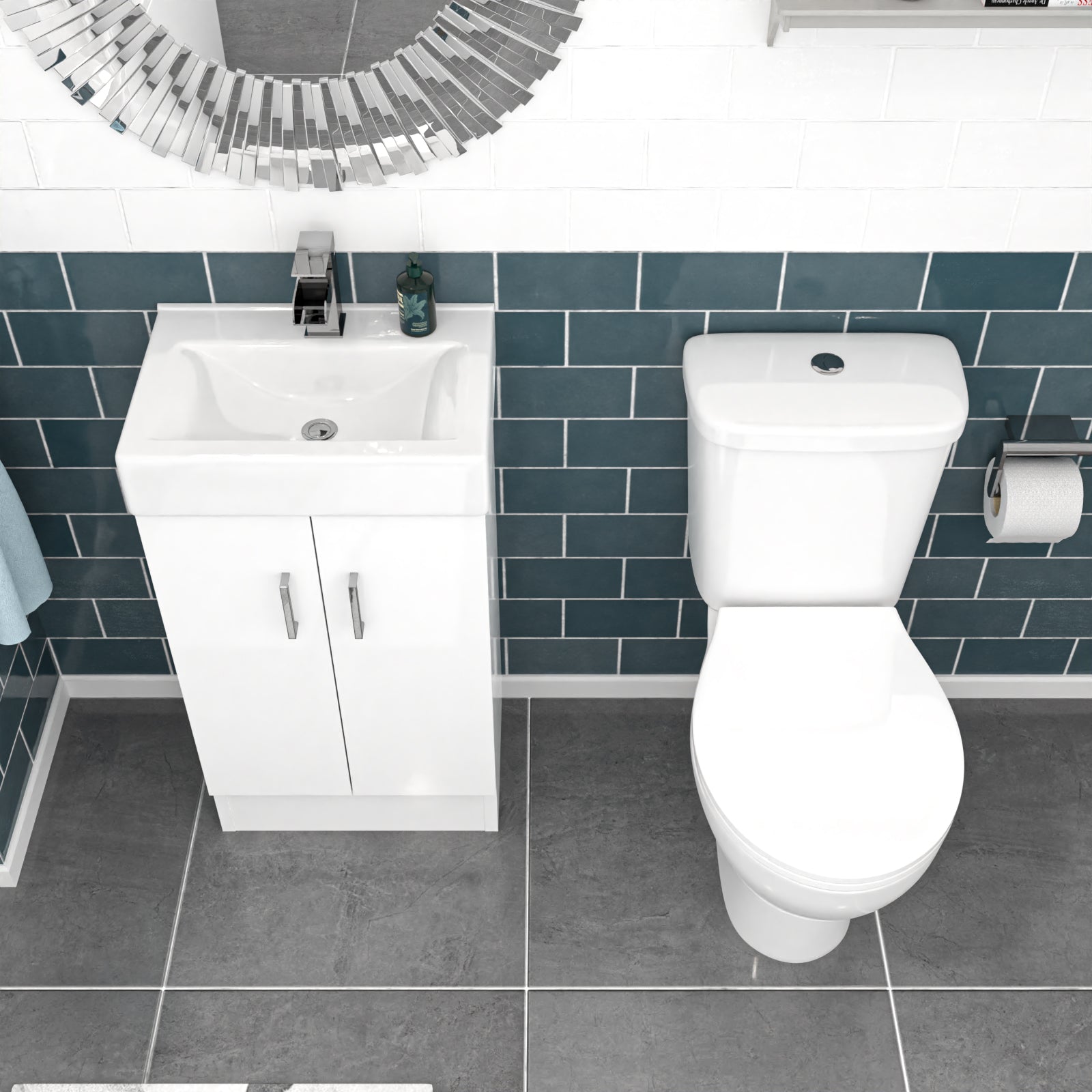 Nanuya 450mm Floorstanding Basin Vanity Unit And Close Coupled Toilet