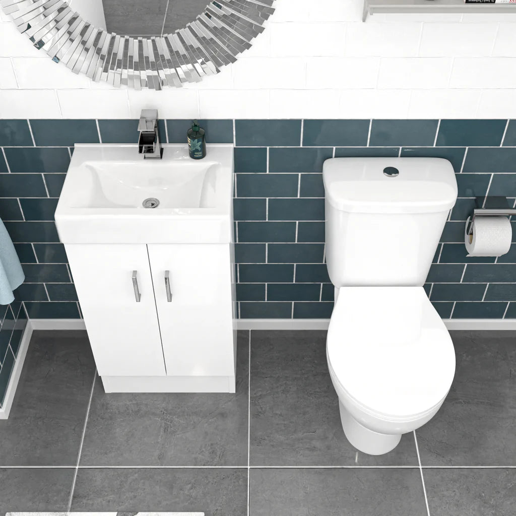 Nanuya 450mm Floorstanding Basin Vanity Unit And Close Coupled Toilet