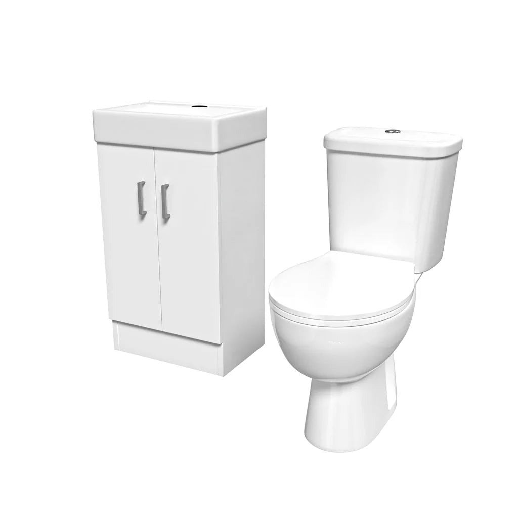 Nanuya 450mm Floorstanding Basin Vanity Unit And Close Coupled Toilet