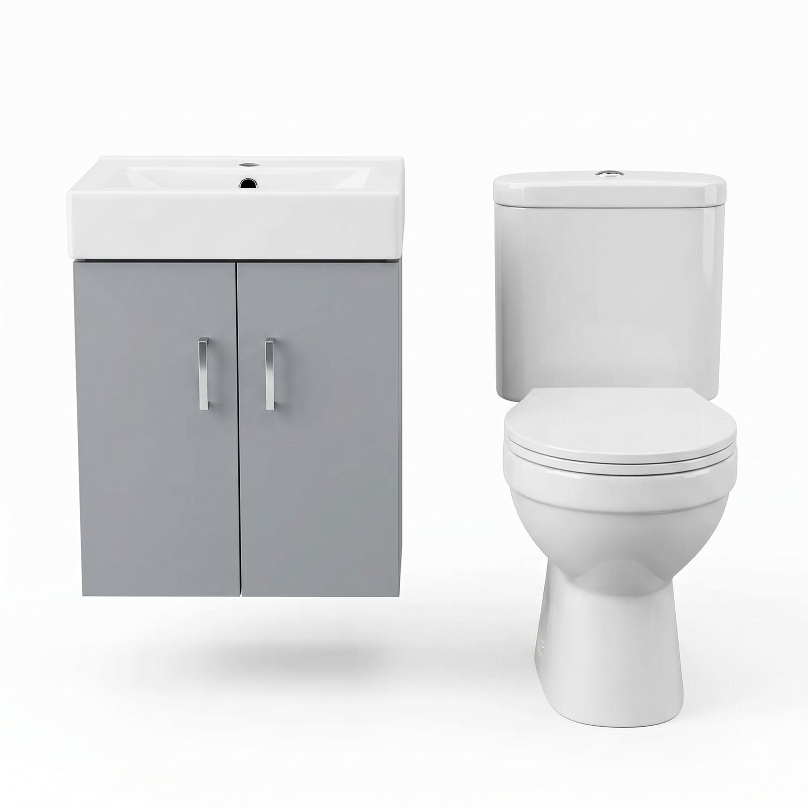 Nanuya Matte Grey 450mm Compact Basin Vanity & Close Coupled Toilet Set