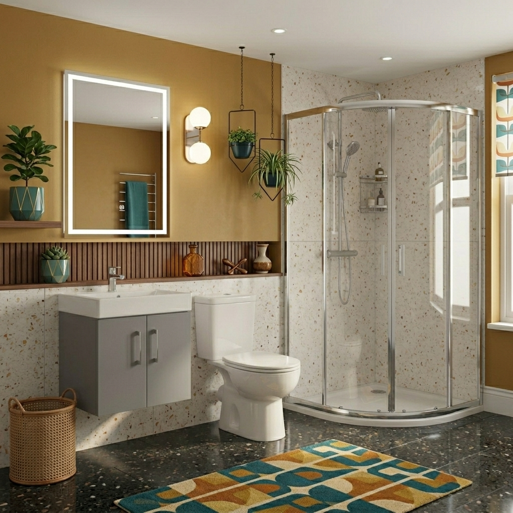 Nanuya Matte Grey 450mm Vanity Unit, Toilet & Quadrant Shower Suite (with Tray & Waste) Set - En Suite Bathroom Suite