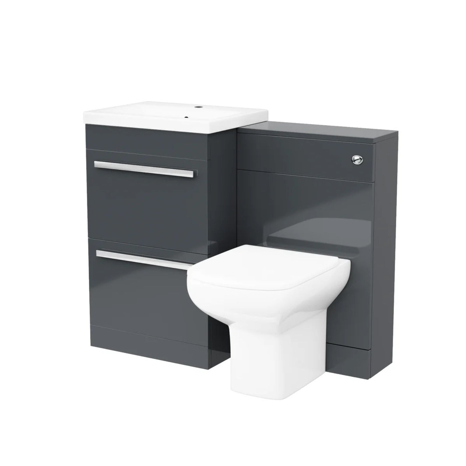 Nanuya 1000mm Anthracite Basin Vanity With WC Unit & Rimless Soft Close Toilet