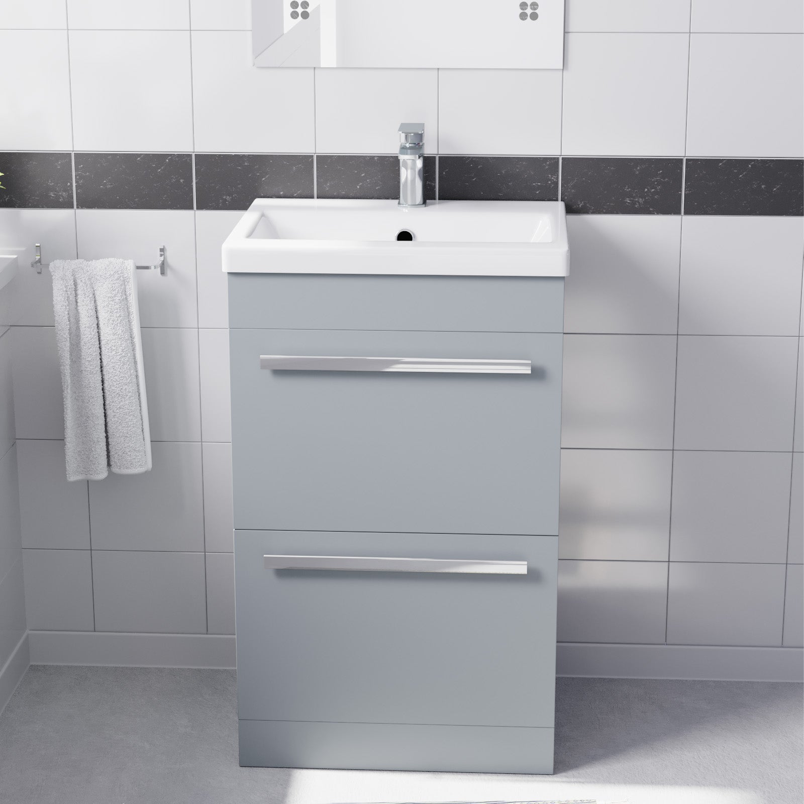 Nanuya 500mm Freestanding Matte Grey 2 Drawers Basin Vanity Cabinet