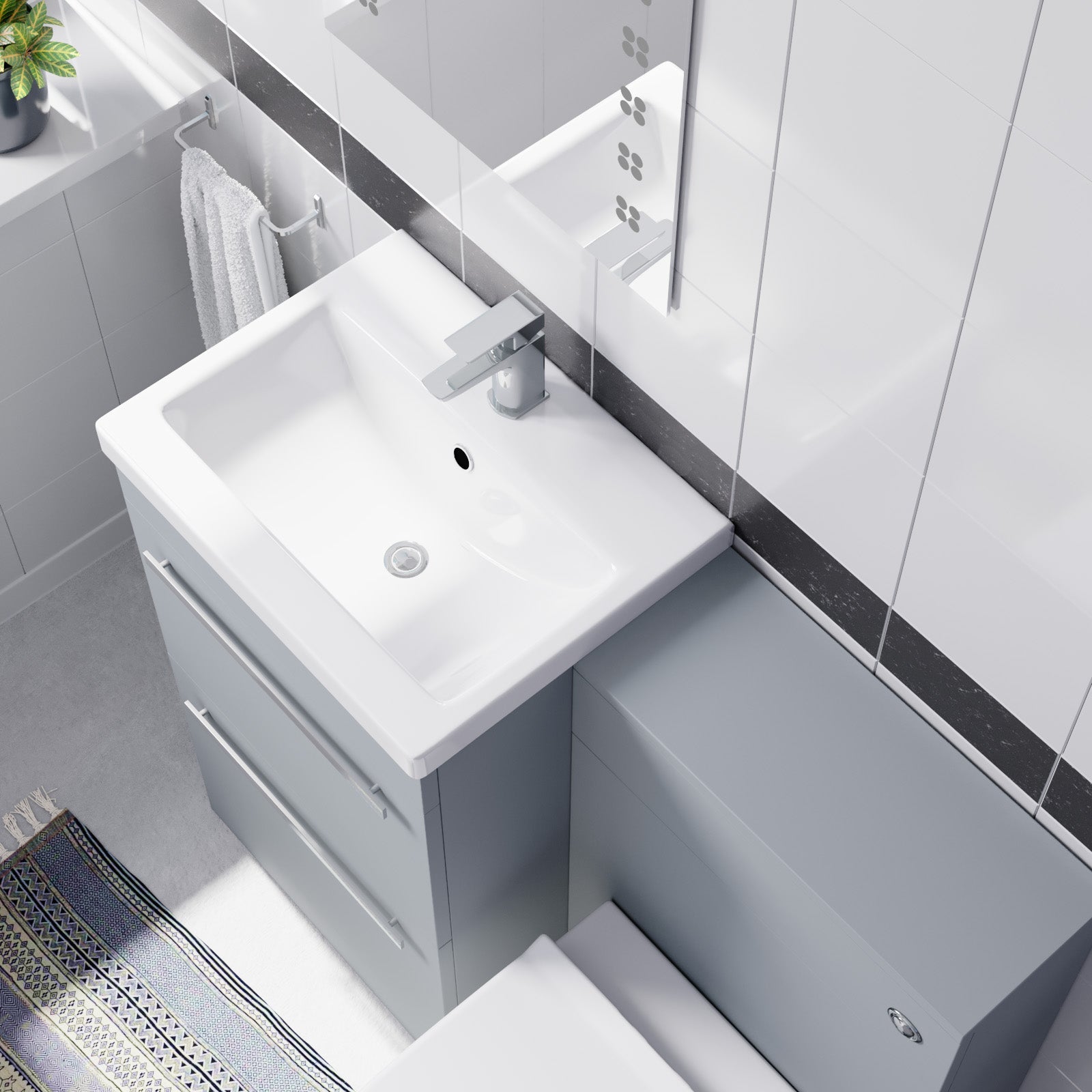 Nanuya Matte Grey 1100mm Basin Vanity Cabinet With WC Unit & Soft Close Toilet