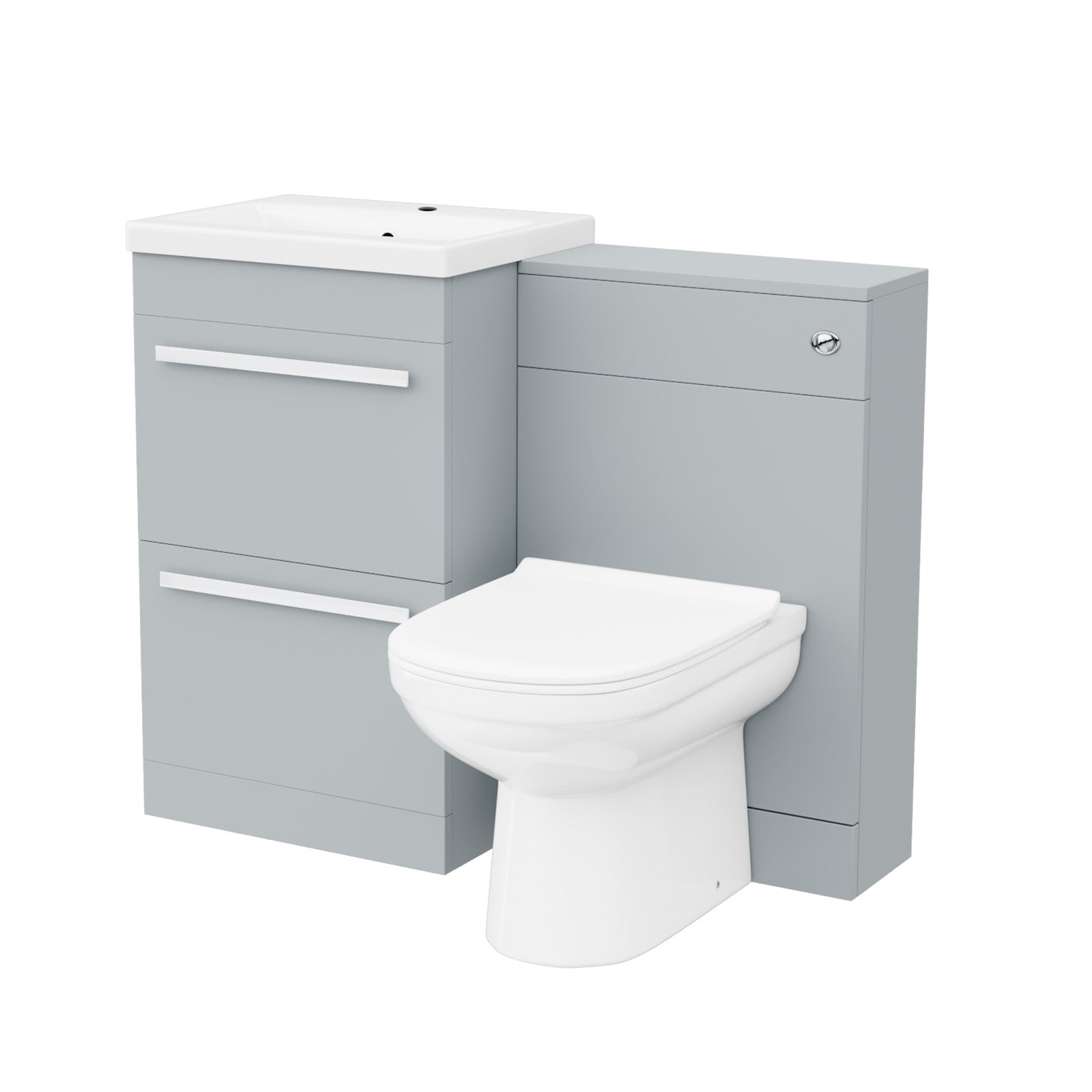 Nanuya Matte Grey 1100mm Basin Vanity Cabinet With WC Unit & Soft Close Toilet