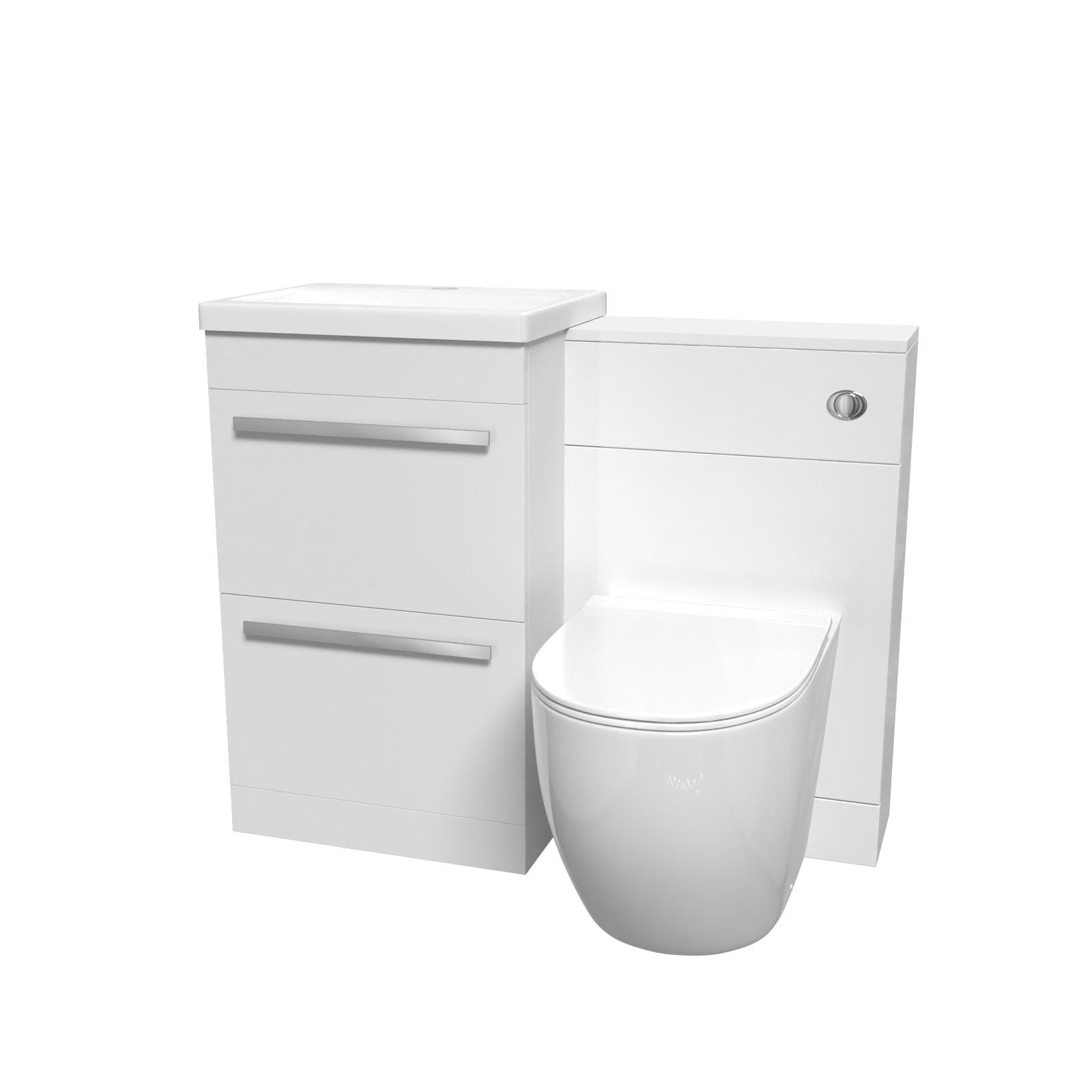 Nanuya 1000mm Freestanding White 2 Drawer Basin Vanity & Back To Wall Toilet