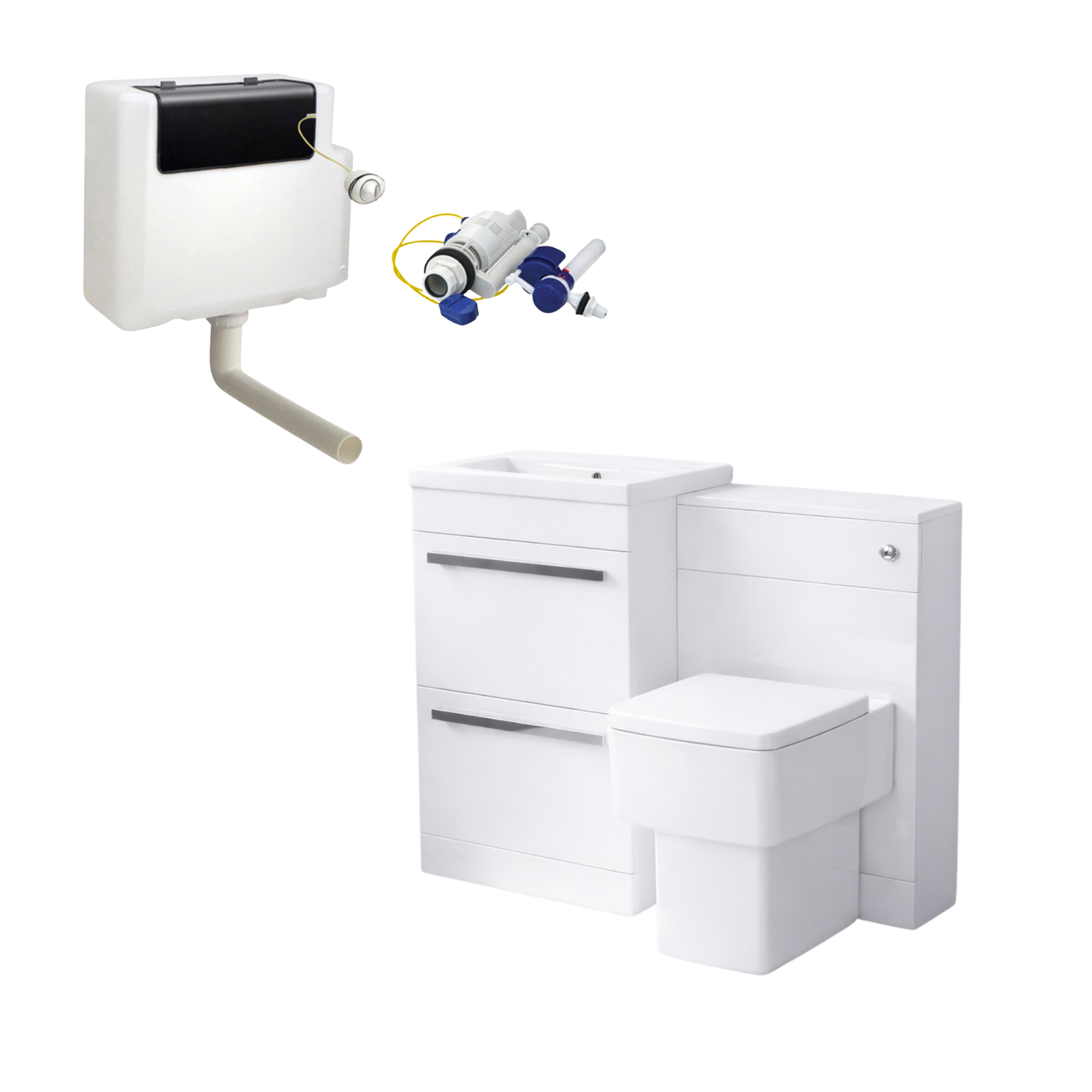 Nanuya White 500mm Freestanding Vanity WC Unit & Rimless Back To Wall Toilet