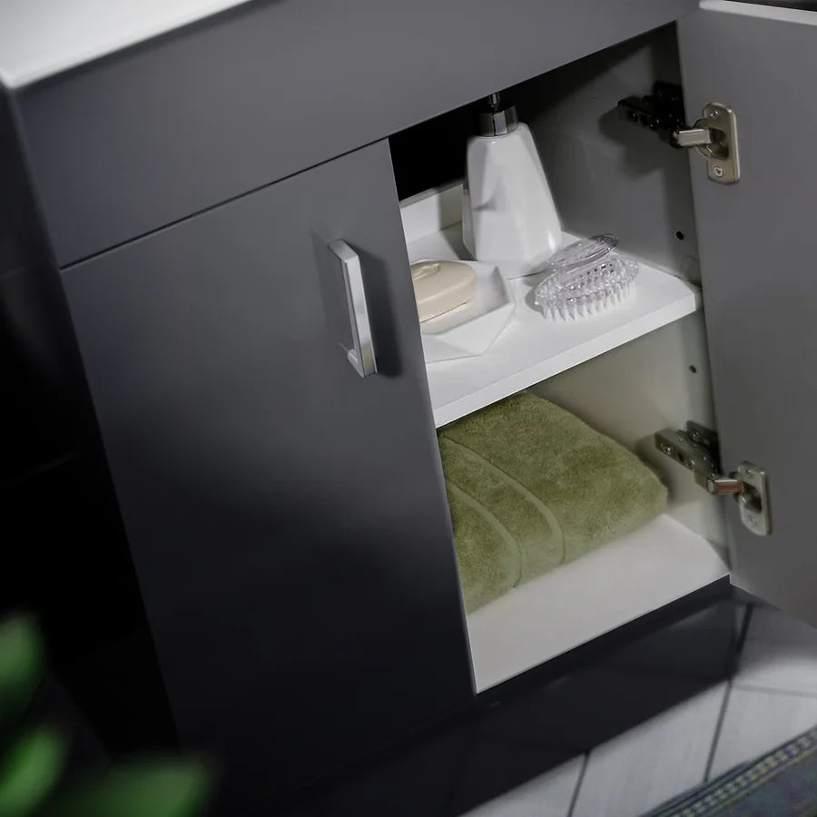 Nanuya 500mm Dark Grey Basin Vanity & Square White Close Coupled Toilet