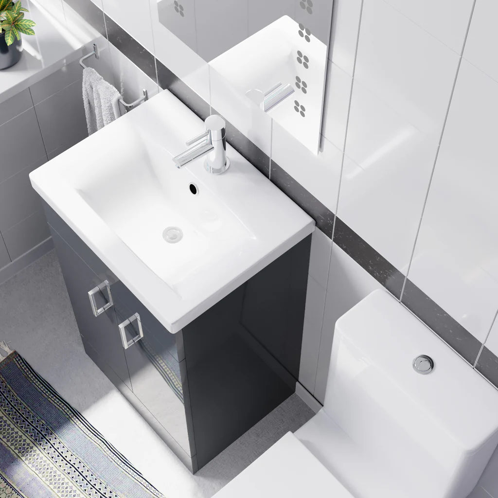 Nanuya 500mm Dark Grey Basin Vanity & Rimless White Close Coupled Toilet