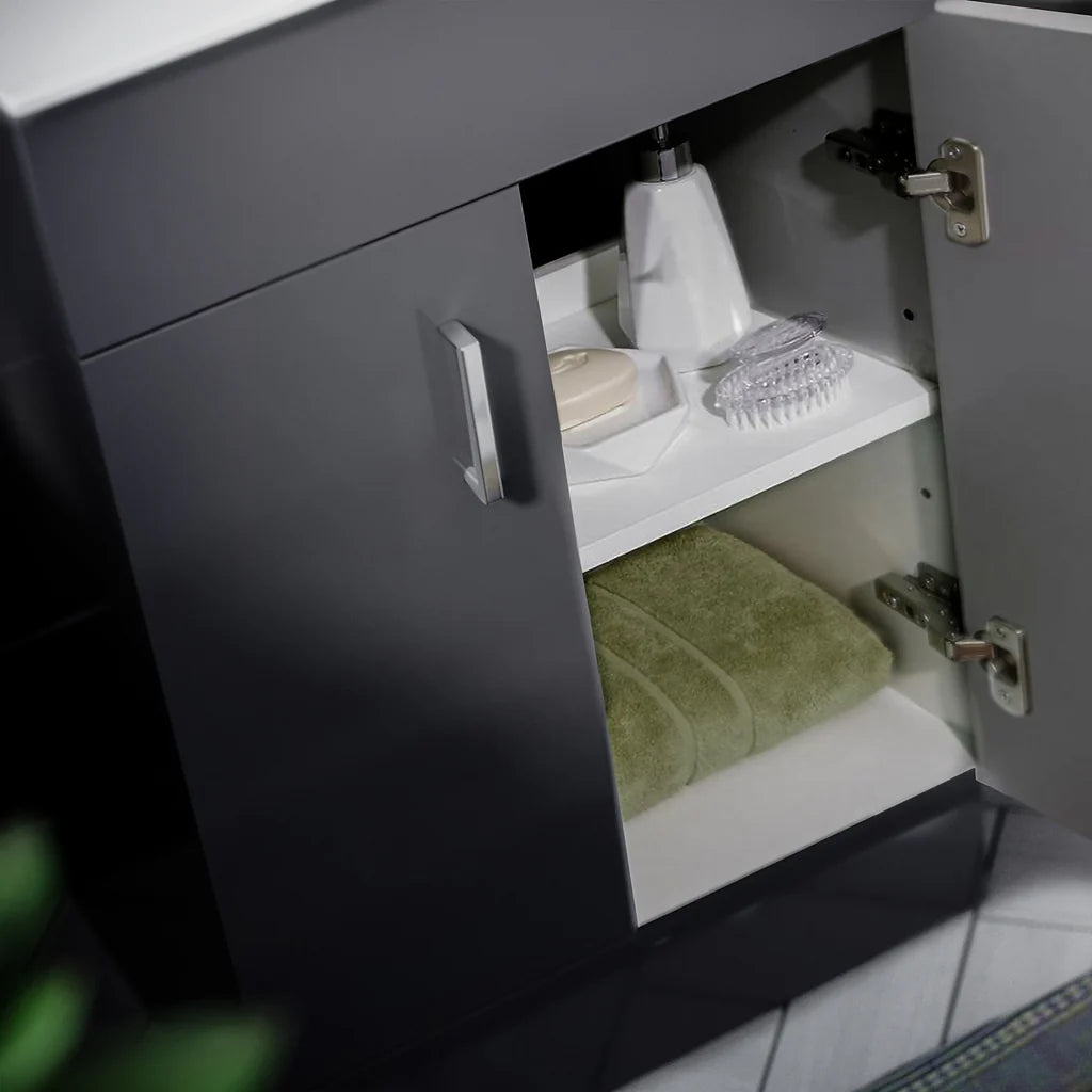 Nanuya 500mm Dark Grey Basin Vanity & Rimless White Close Coupled Toilet
