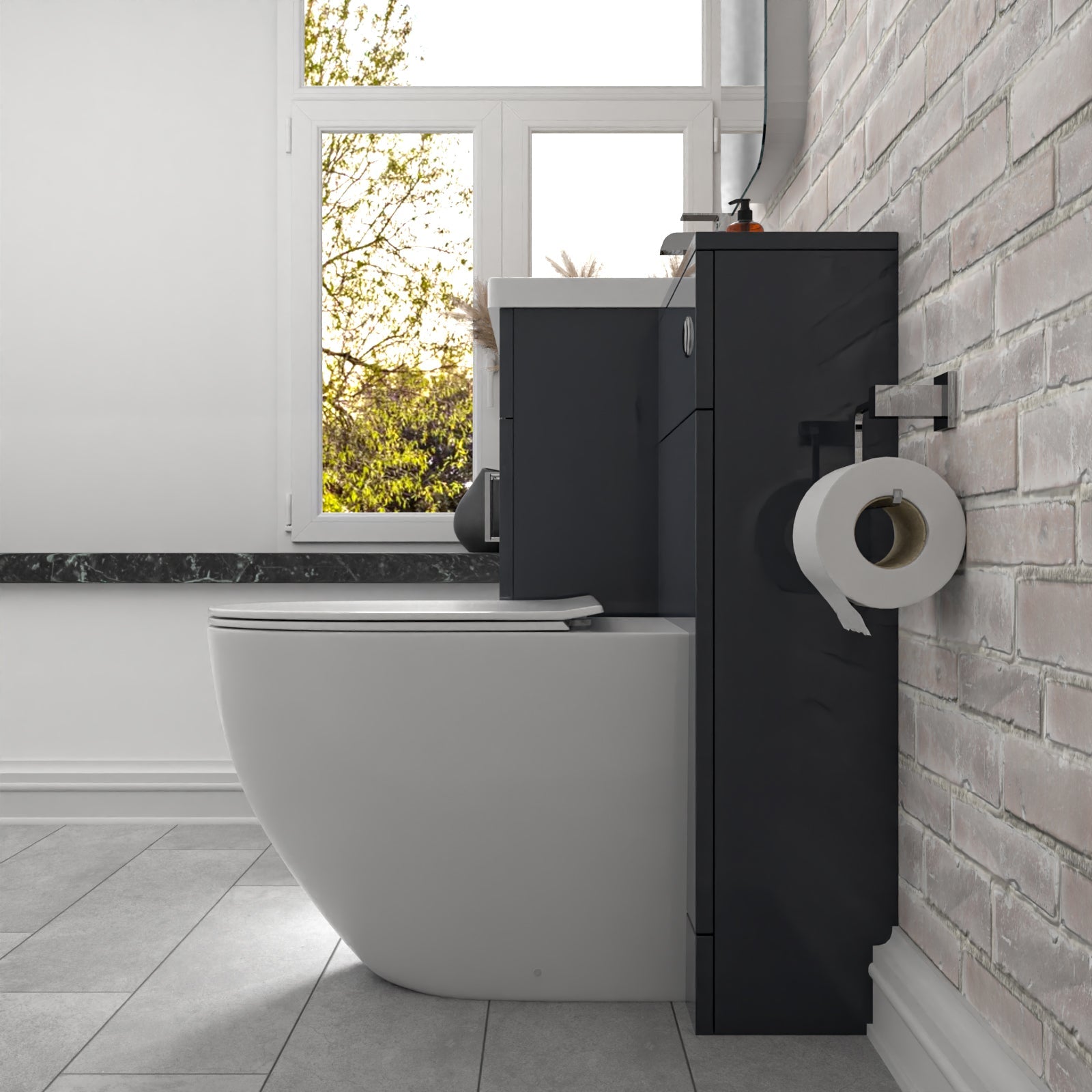 Nanuya 1000mm Freestanding Dark Grey Basin Vanity & Back To Wall Toilet