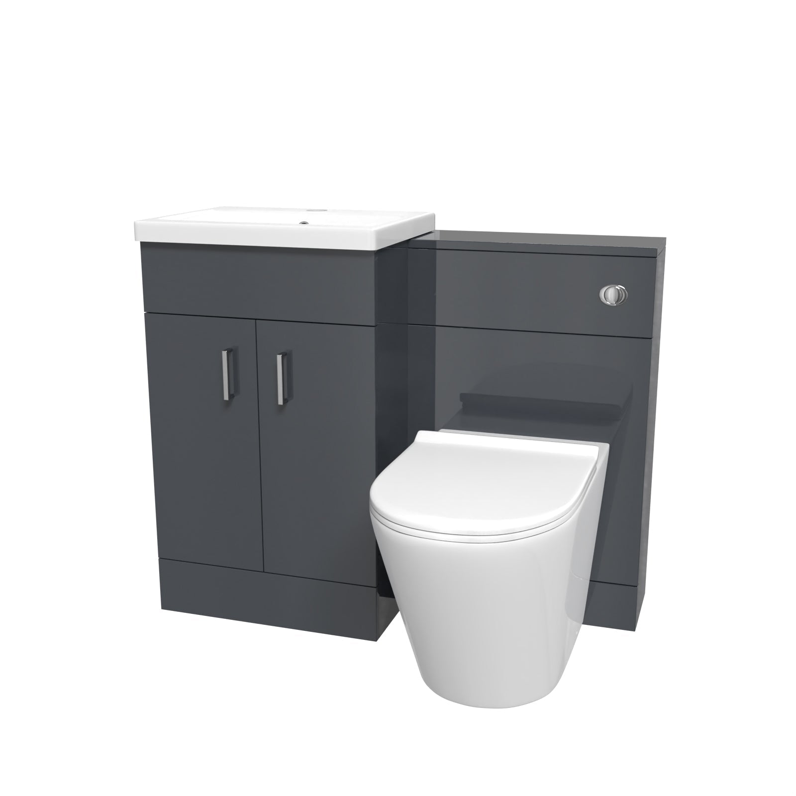 Nanuya 1010mm Dark Grey Vanity Basin Cabinet, WC Unit & Rimless Toilet