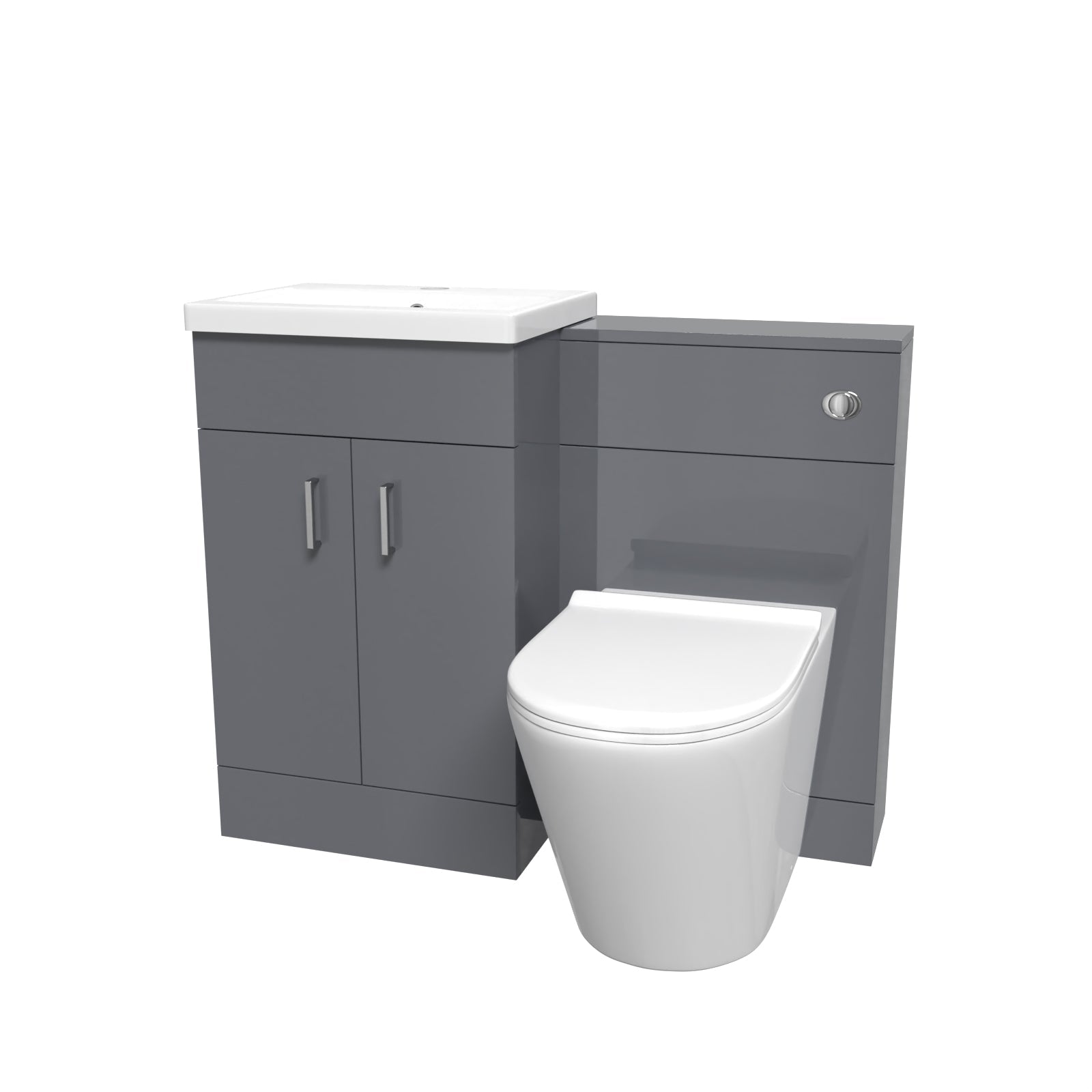 Nanuya Grey 1000mm Vanity Basin Cabinet, WC Unit & Rimless Toilet