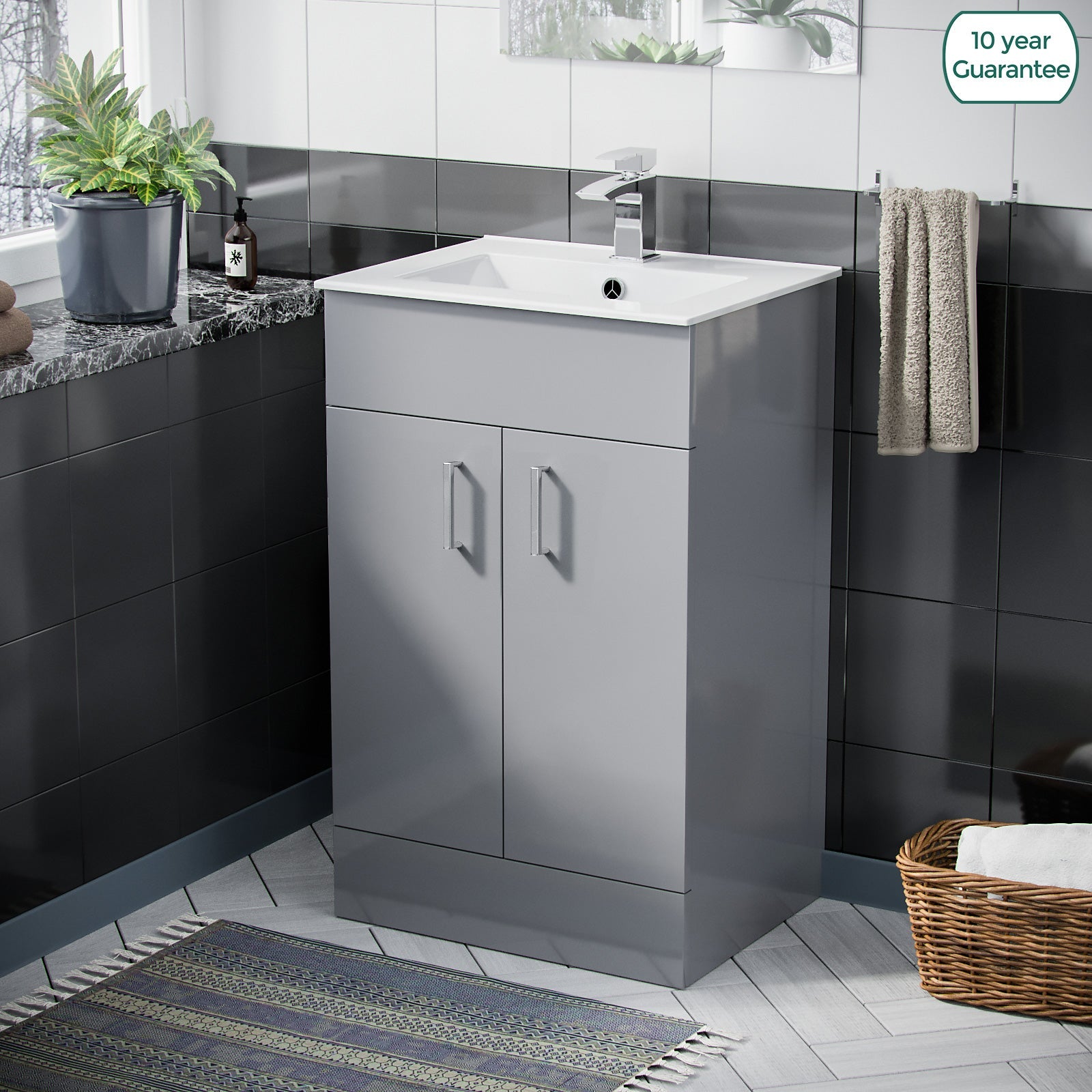 Nanuya 500mm Grey Floorstanding Slim Basin Vanity Unit
