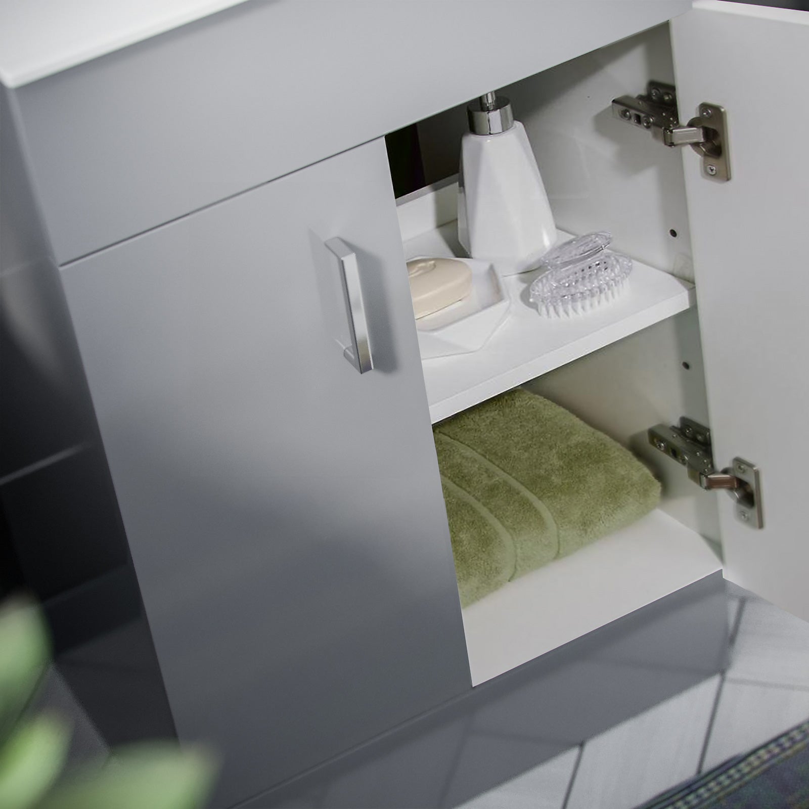 500mm Light Grey Wall Hung Vanity Basin Unit & Round Rimless Toilet Pan Nanuya