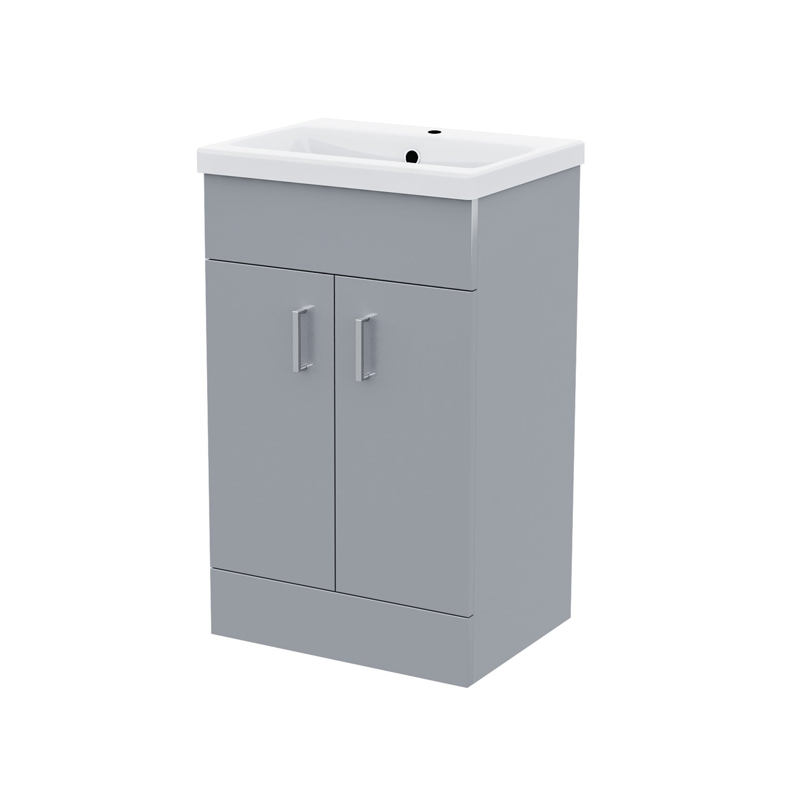 500mm Light Grey Wall Hung Vanity Basin Unit & Round Rimless Toilet Pan Nanuya