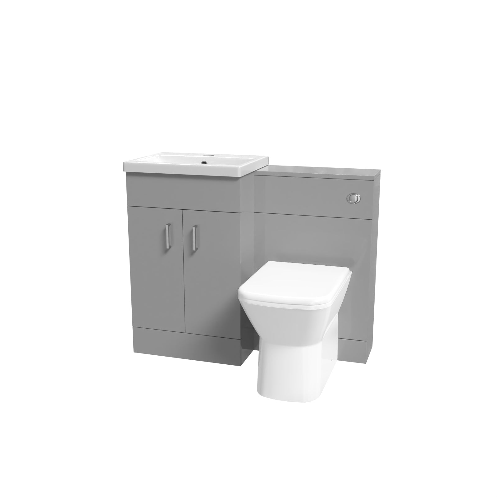 Nanuya 1000mm Grey Vanity Basin Cabinet, WC Unit & Rimless Back To Wall Toilet