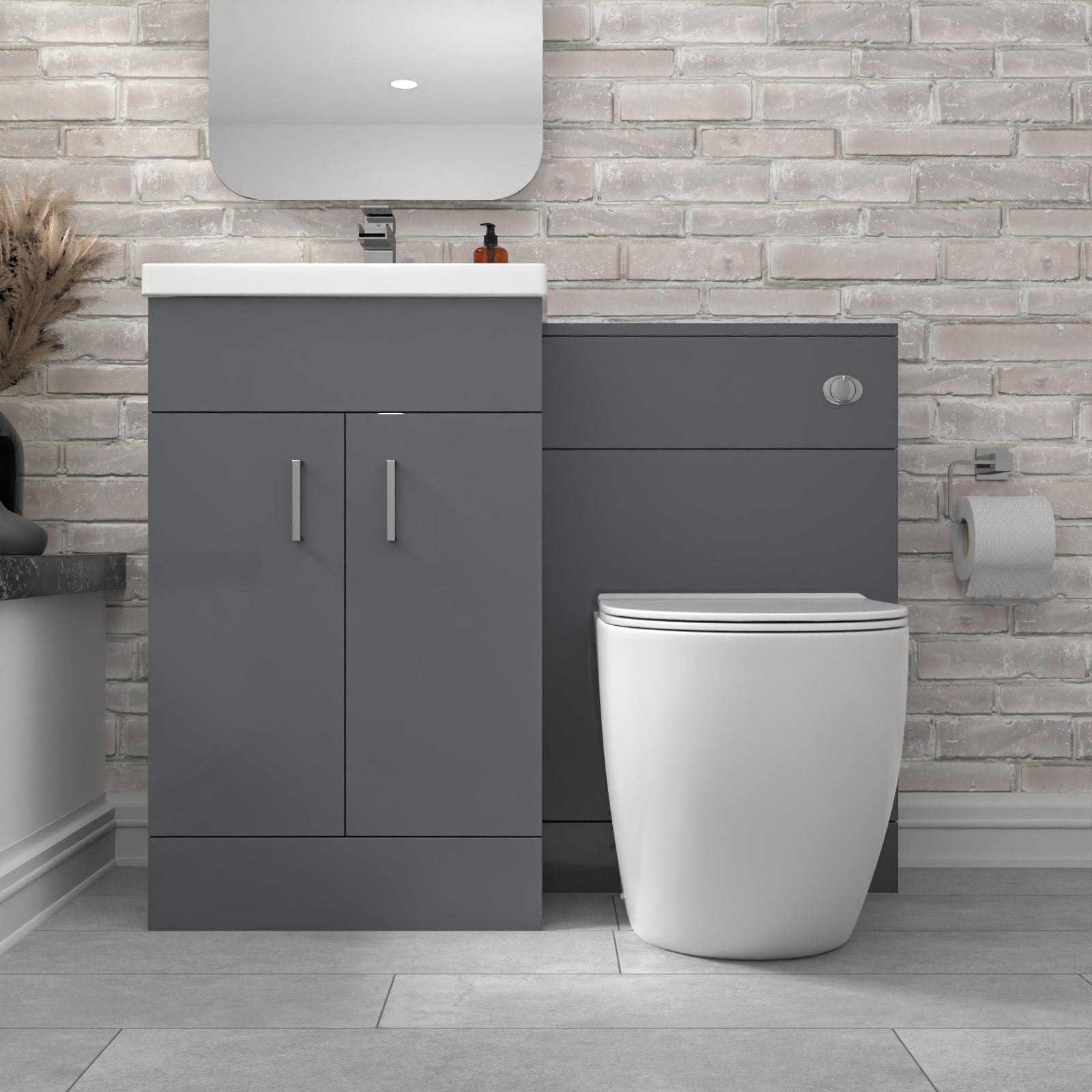 Nanuya 1000mm Freestanding Light Grey Basin Vanity & Back To Wall Toilet