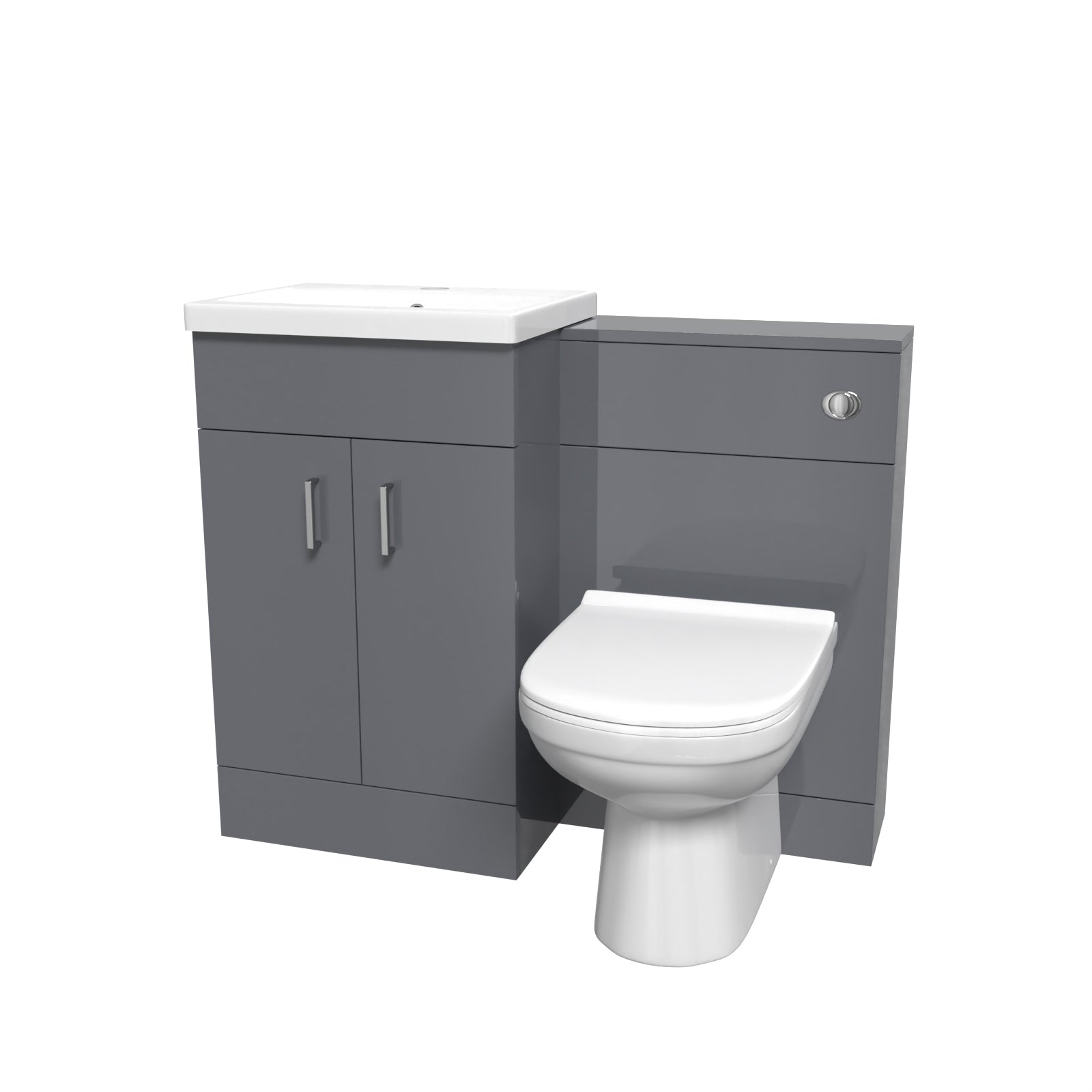 Nanuya 1000mm Freestanding Grey Basin Vanity Unit & Back To Wall Toilet