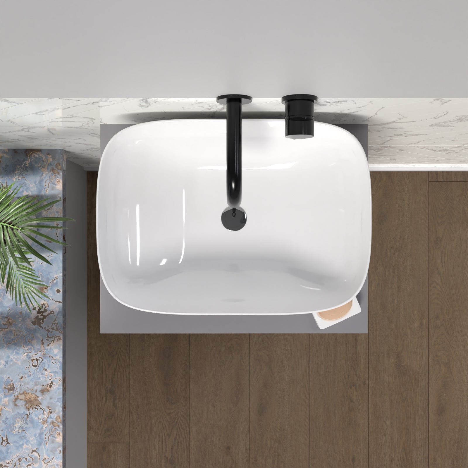 Nanuya 500mm Grey Vanity Unit With Countertop & Rounded Rectangle Basin