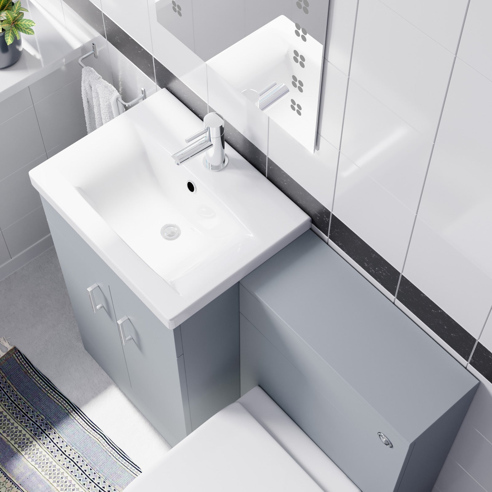 Nanuya Matte Grey 1000mm Freestanding Vanity, WC Unit & Rimless BTW Toilet