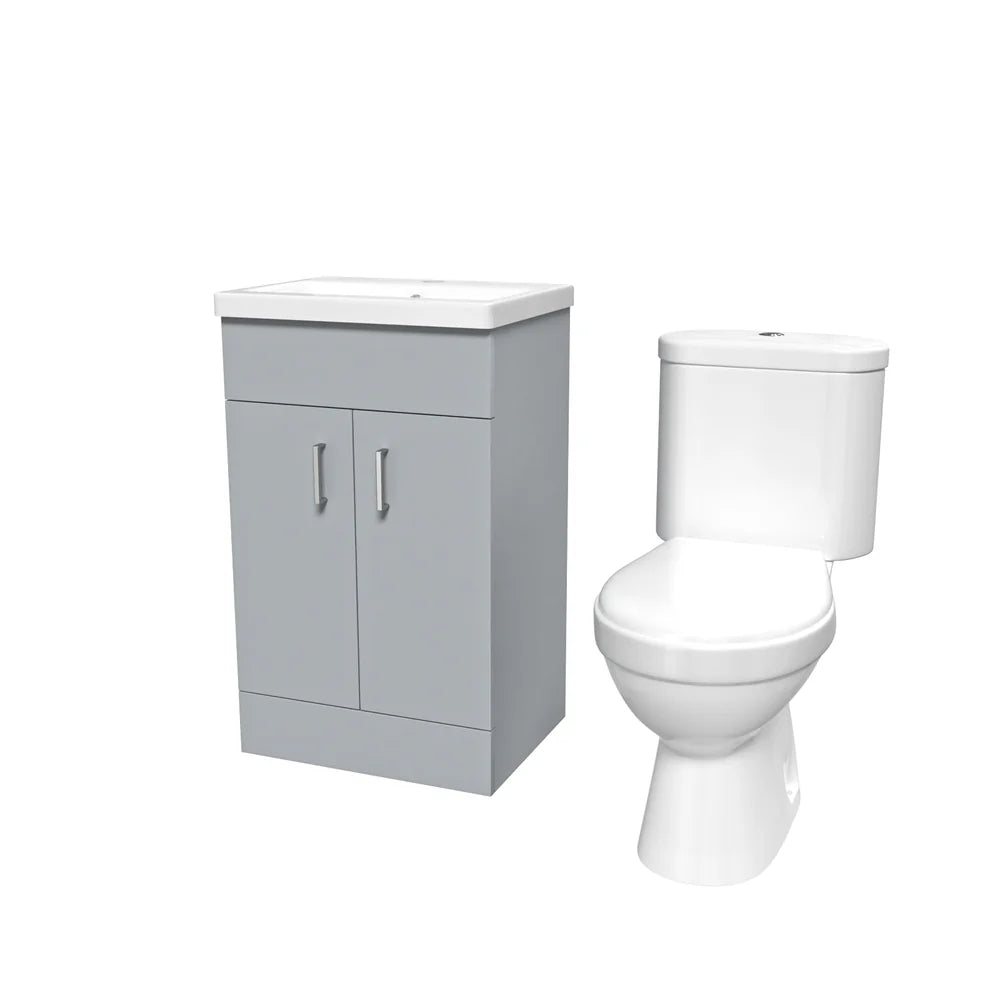 Nanuya 500mm Matte Grey Basin Vanity Unit and White Close Coupled Toilet