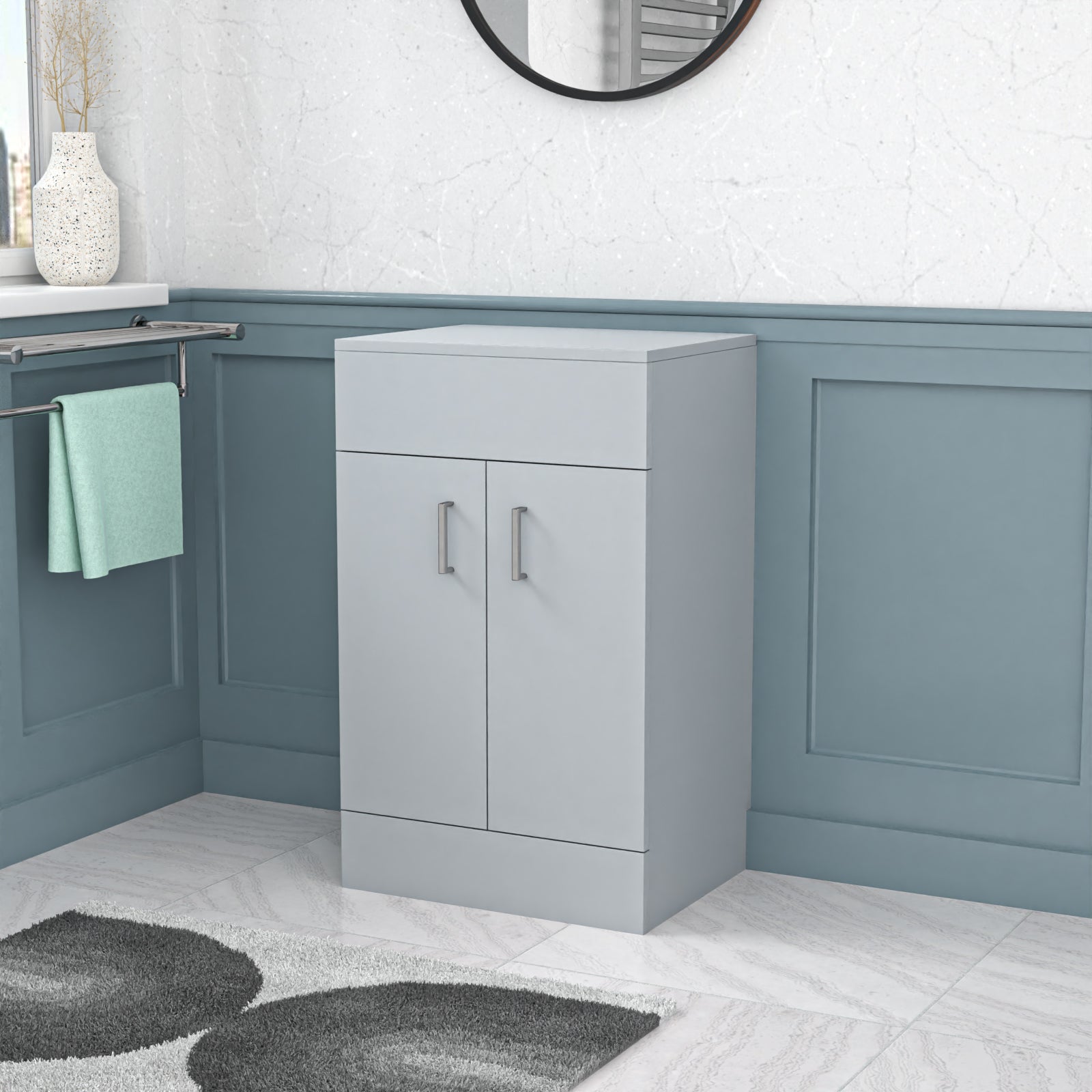 Nanuya 500mm Matte Grey Vanity Unit Cabinet With Worktop