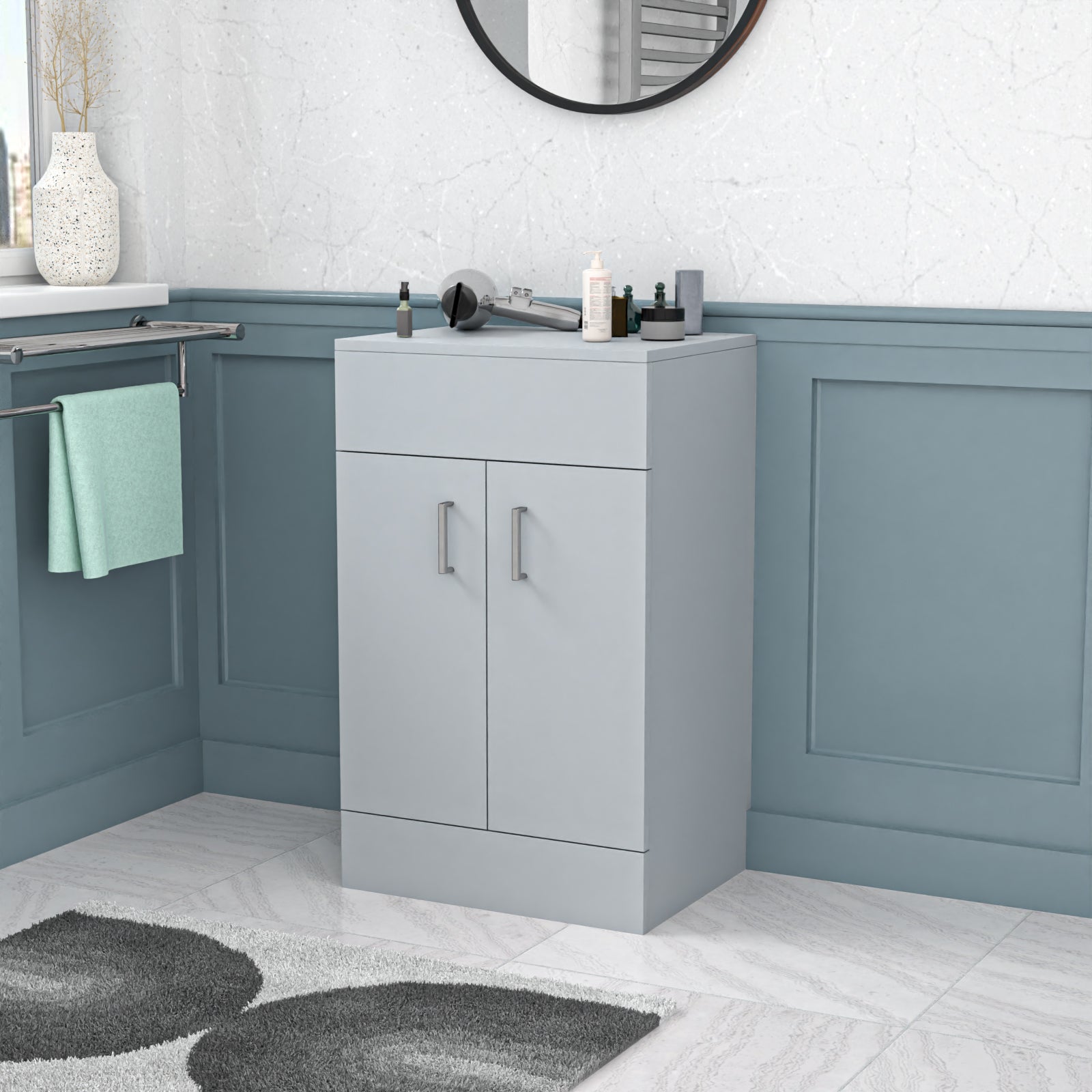Nanuya 500mm Matte Grey Vanity Unit Cabinet With Worktop