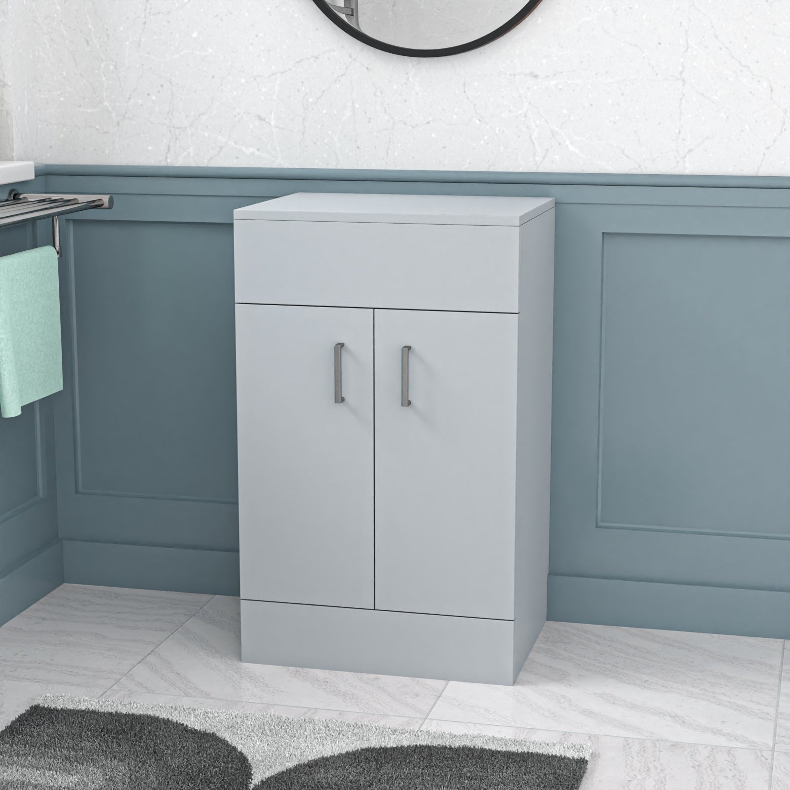 Nanuya 500mm Matte Grey Vanity Unit Cabinet With Worktop