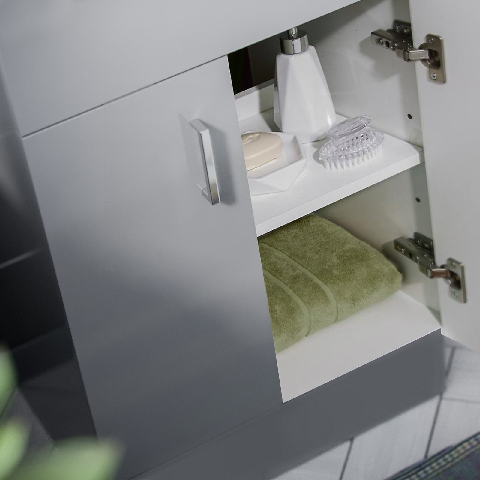 Nanuya 500mm Matte Grey Freestanding Doors Vanity & Worktop With Round Basin