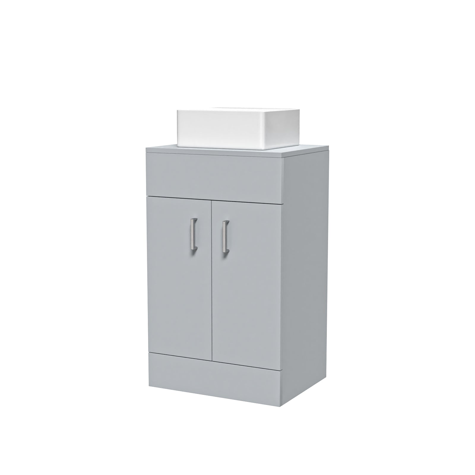 Nanuya Matte Grey 500mm Bathroom Doors Vanity Unit Rectangle Ceramic Basin