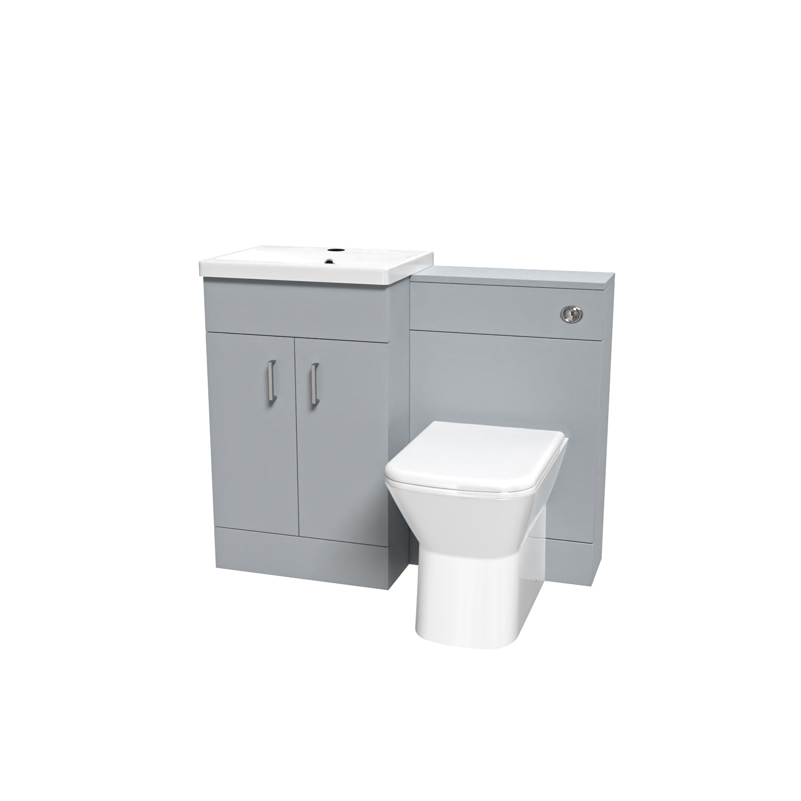 Nanuya Matte Grey Vanity Basin Cabinet WC Unit & Rimless Back To Wall Toilet