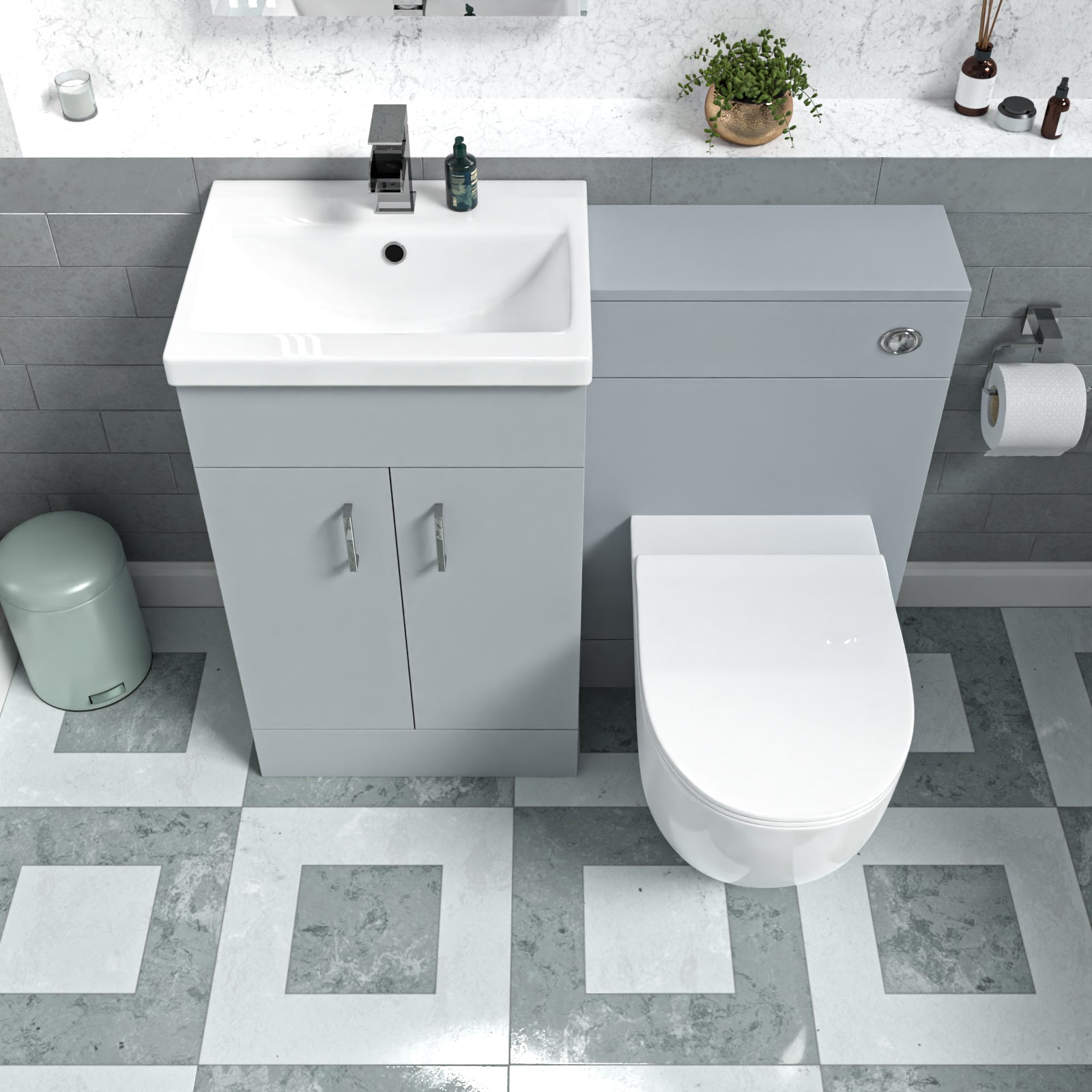 Nanuya 1000mm Matte Grey Freestanding Basin Vanity & Back To Wall Toilet