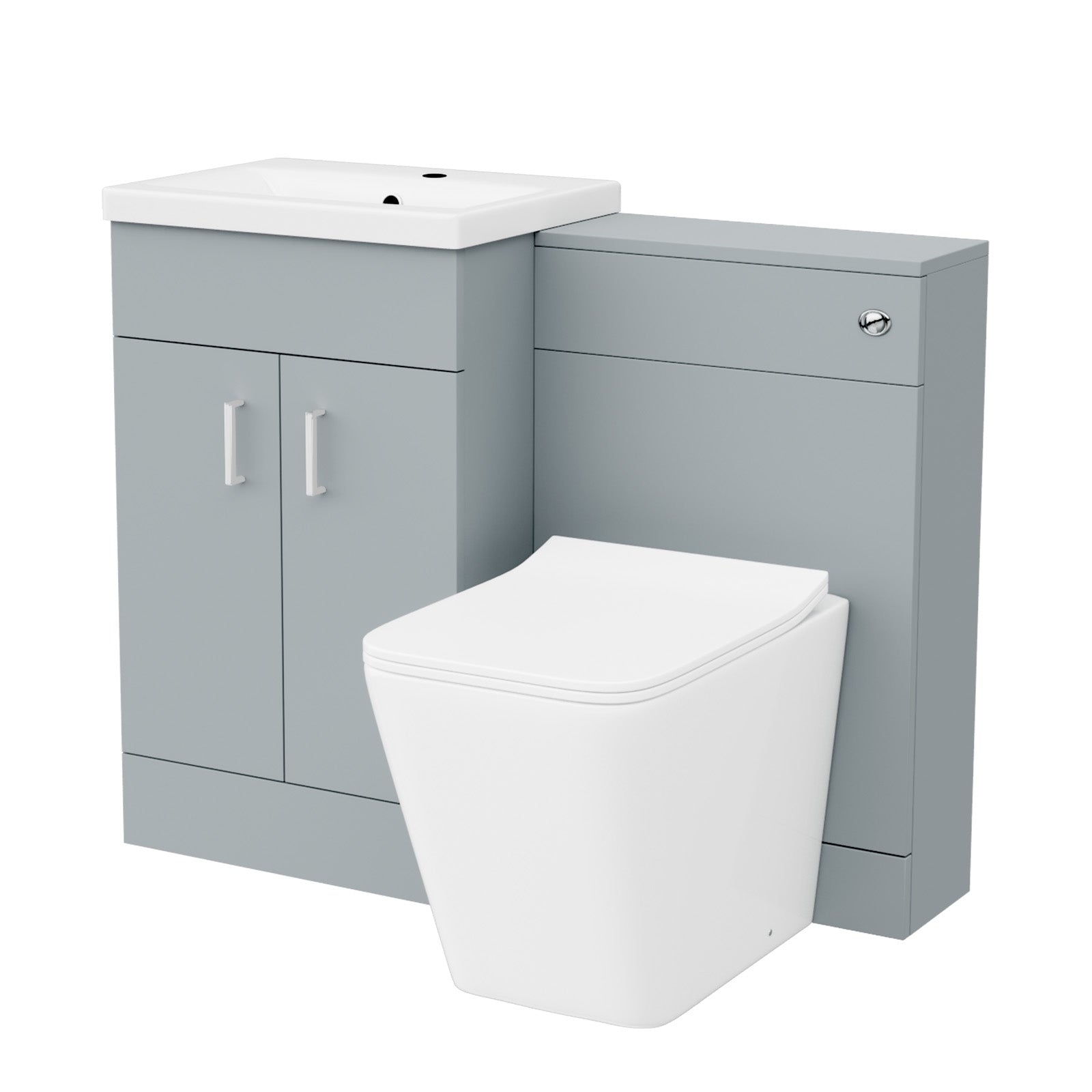Nanuya Matte Grey 1000mm Freestanding Vanity WC Unit & Rimless Square BTW Toilet