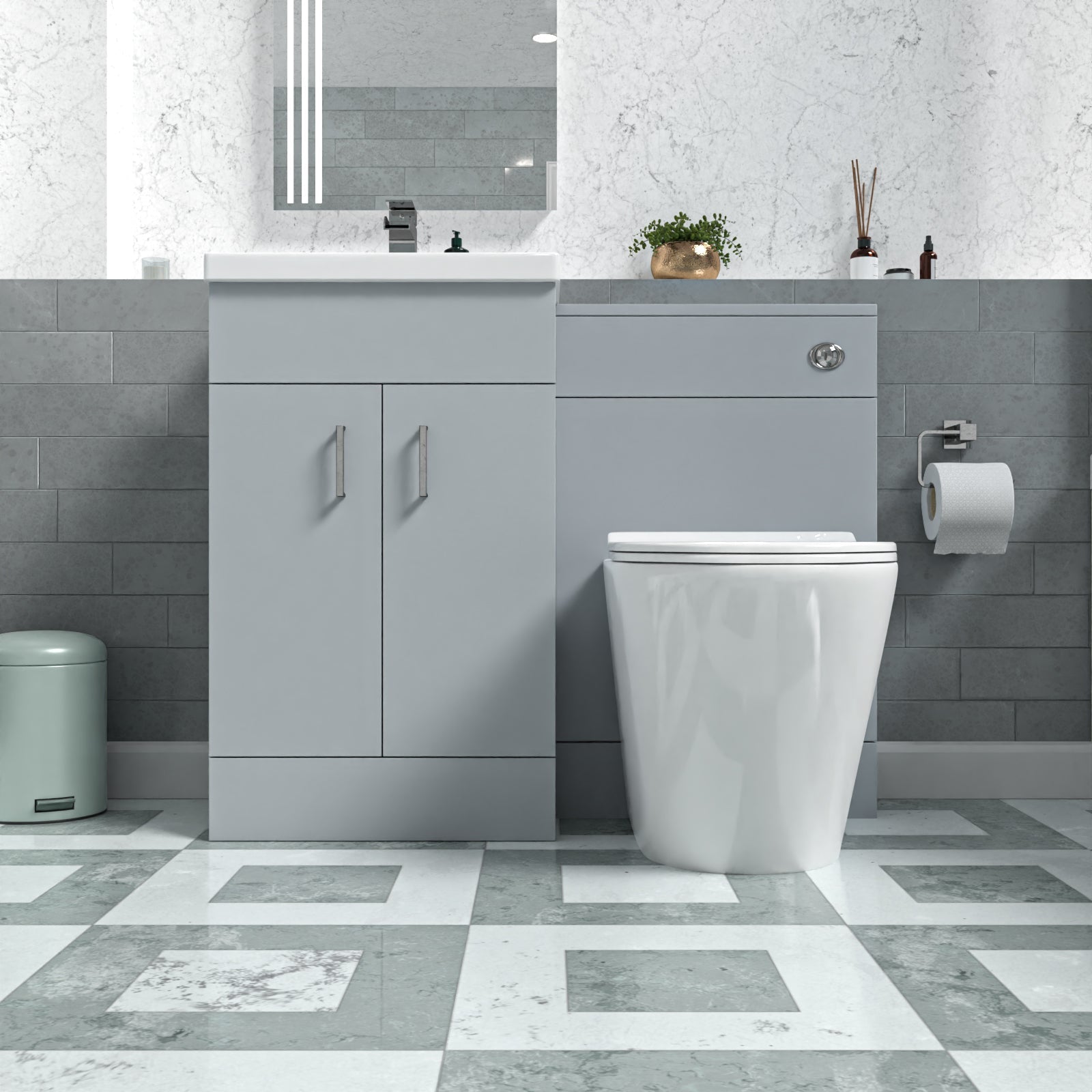 Nanuya Matte Grey 1000mm Vanity Basin WC Vanity Unit & BTW Toilet