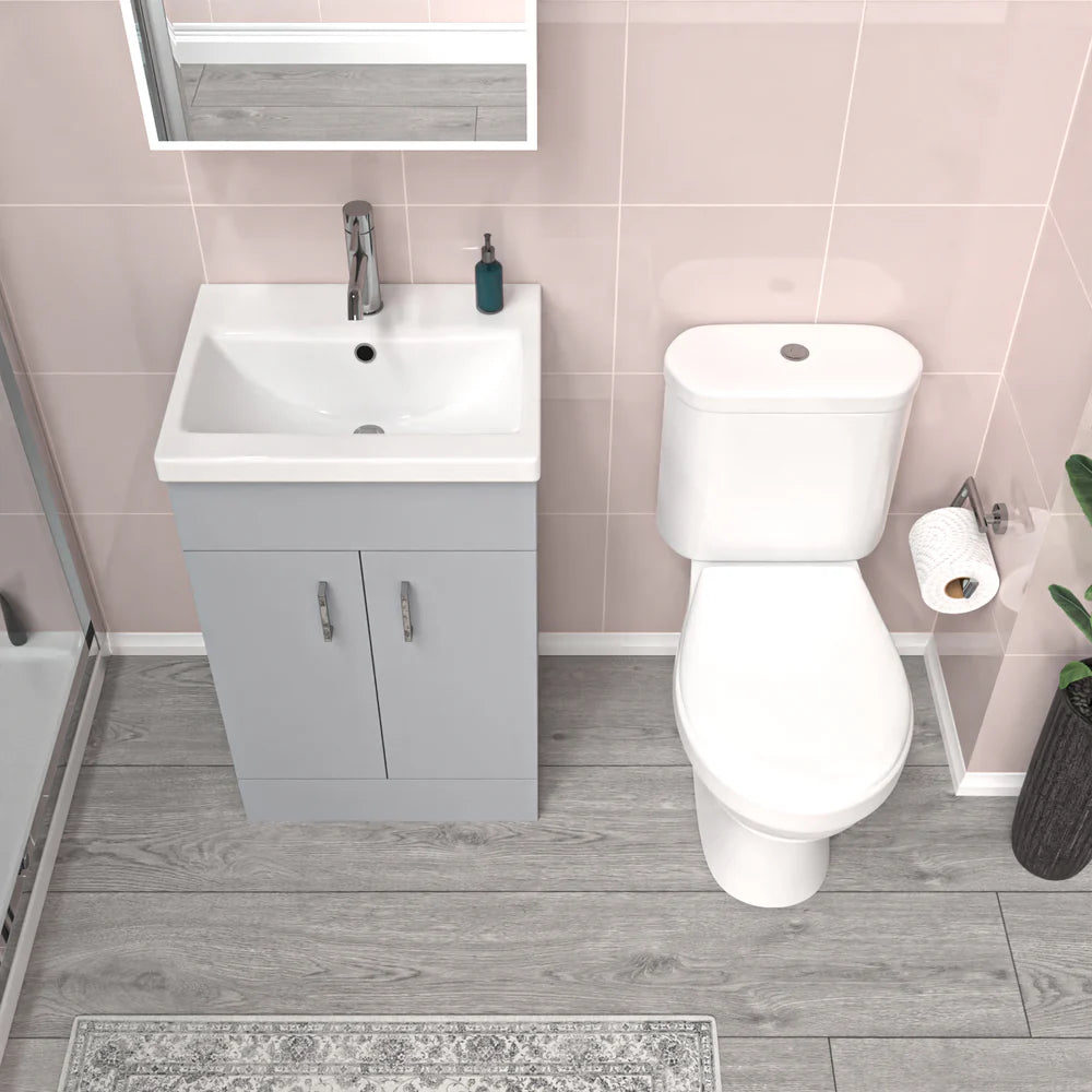 Nanuya Matte Grey 500 mm Flat Pack Basin Vanity Unit & Toilet