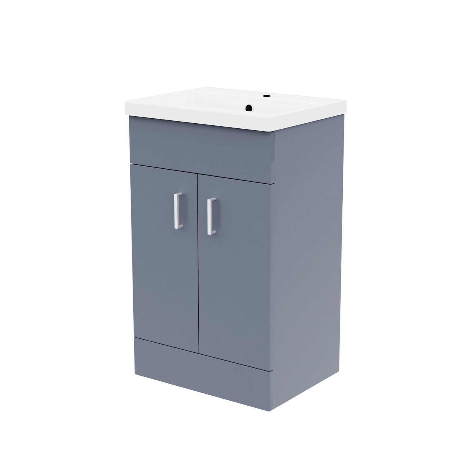 Nanuya Steel Grey 500mm Floor Standing Vanity Unit & White Basin Flat Pack